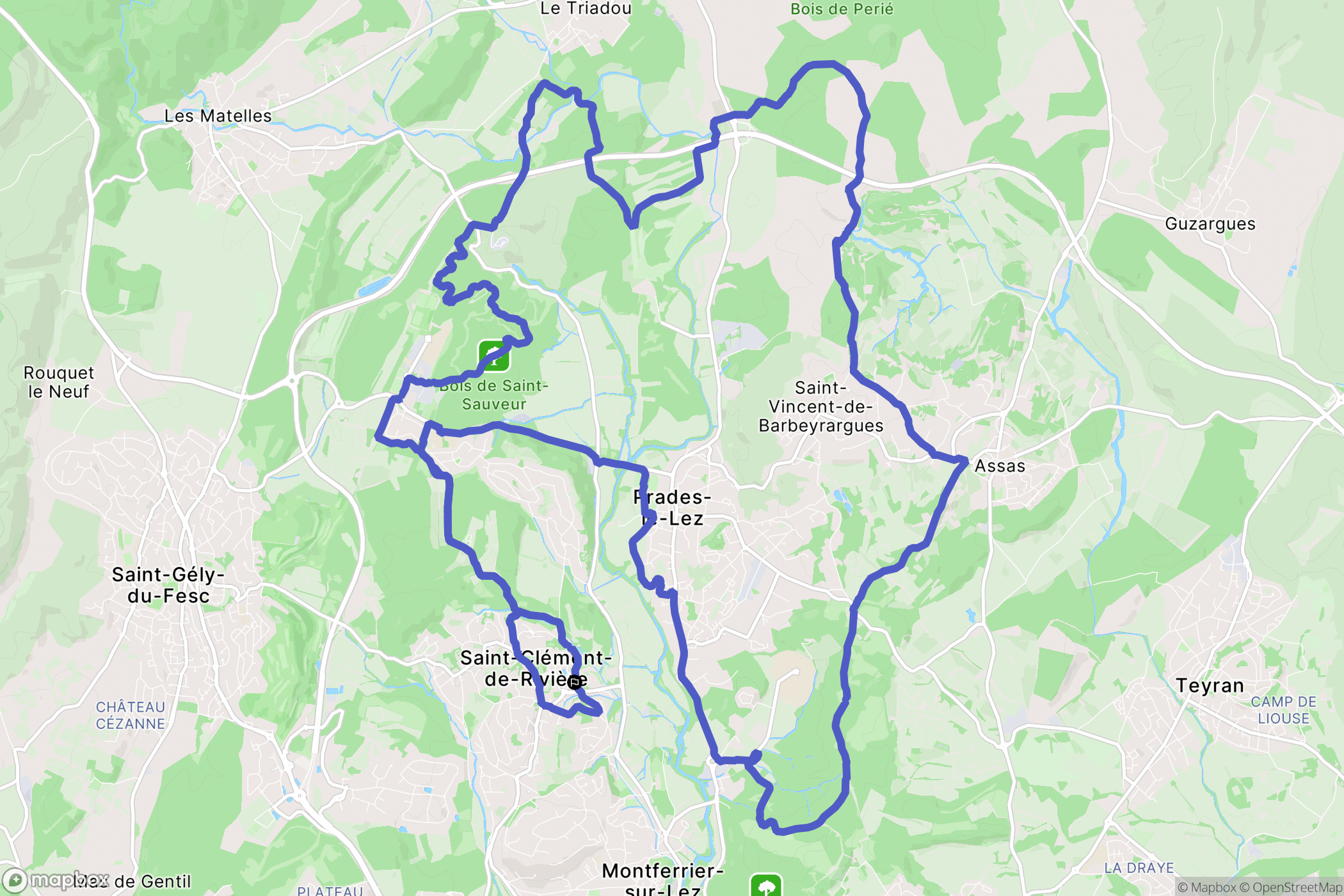 Saint-Clément-de-Rivière : carte du parcours de randonnée - France