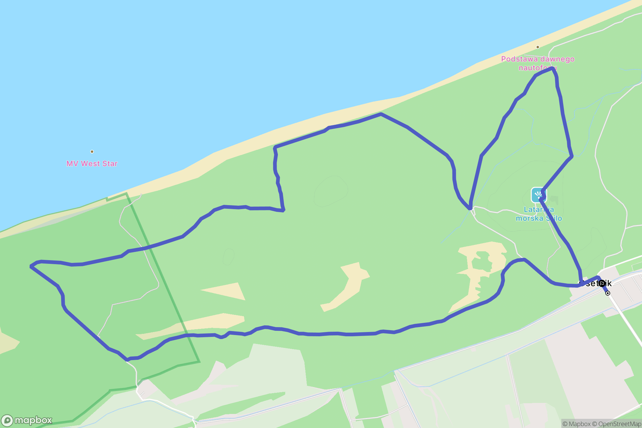 Osetnik: mapa trasy - Poland