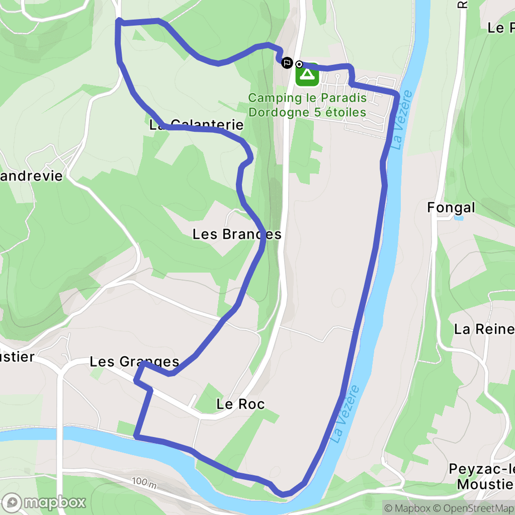 Saint-Léon-sur-Vézère : carte du parcours de randonnée - France