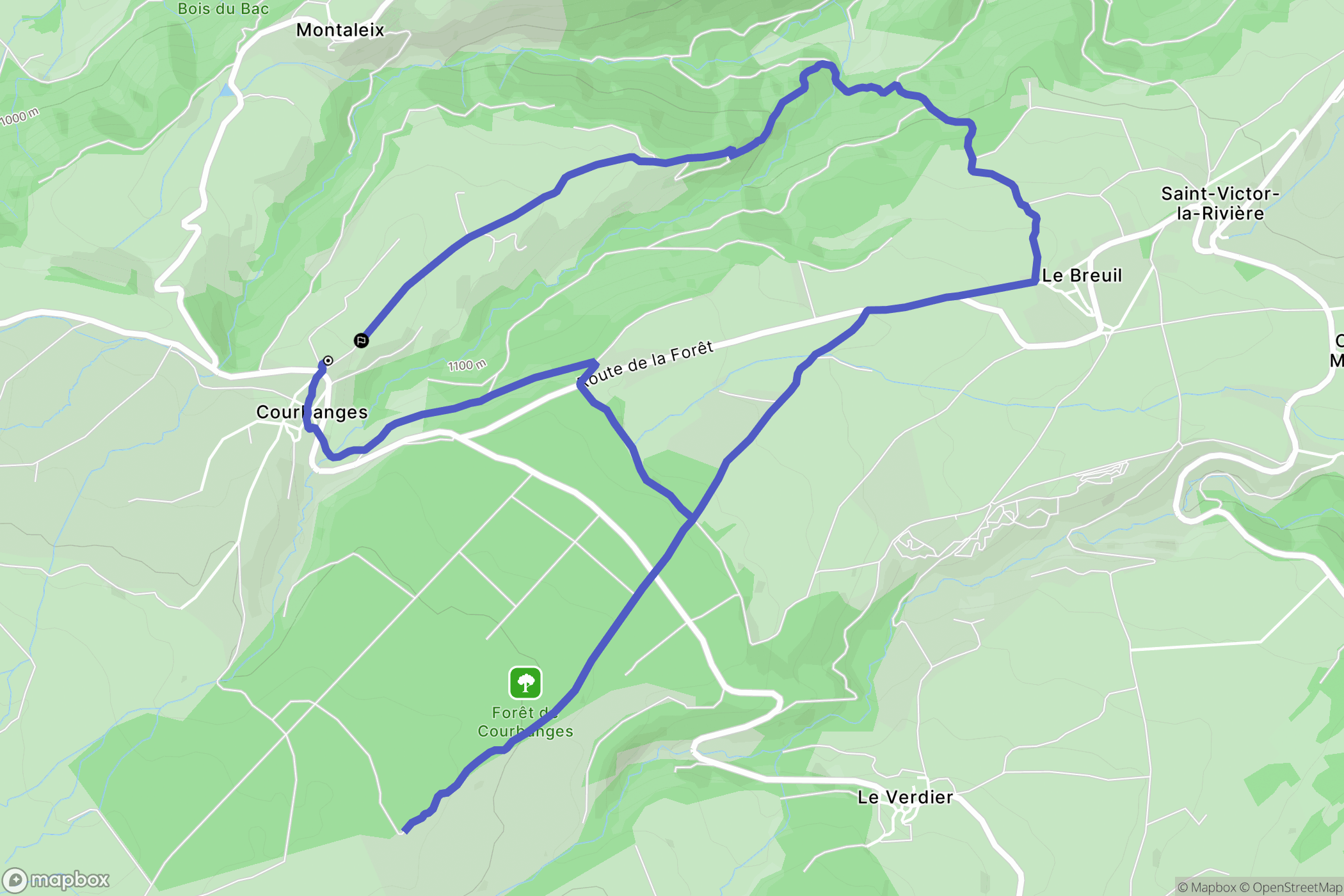 Saint-Victor-la-Rivière : carte du parcours de randonnée - France