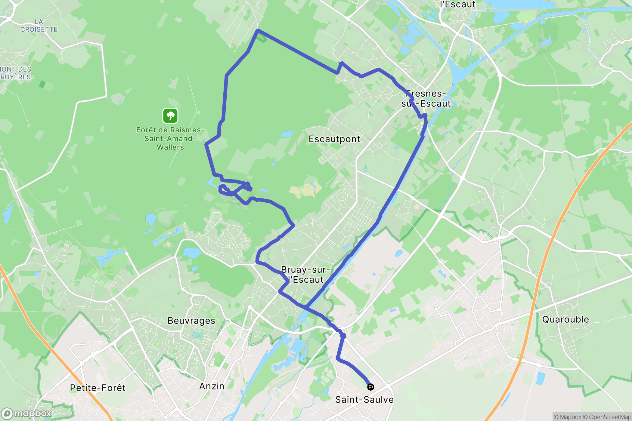Saint-Saulve : carte du parcours de randonnée - France