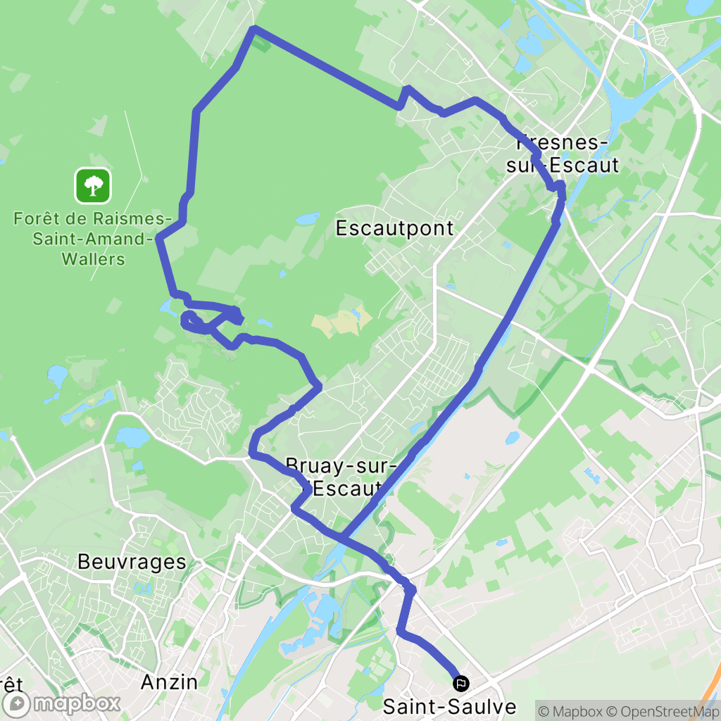 Saint-Saulve : carte du parcours de randonnée - France