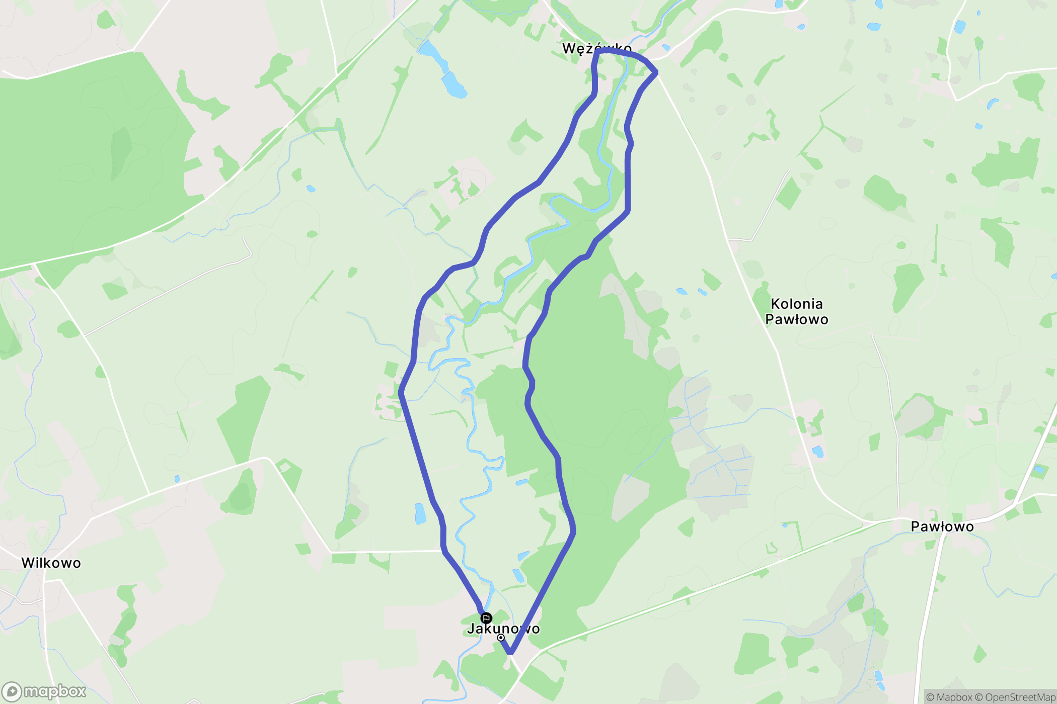 Jakunowo: mapa trasy - Poland