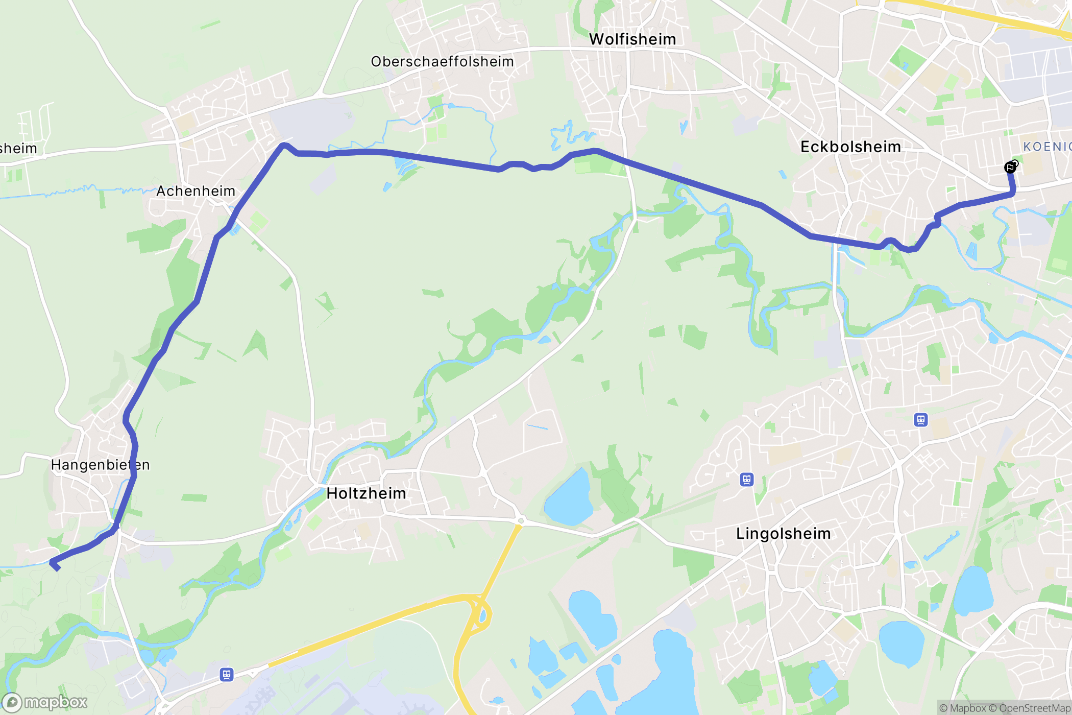 Strasbourg : carte du parcours de randonnée - France