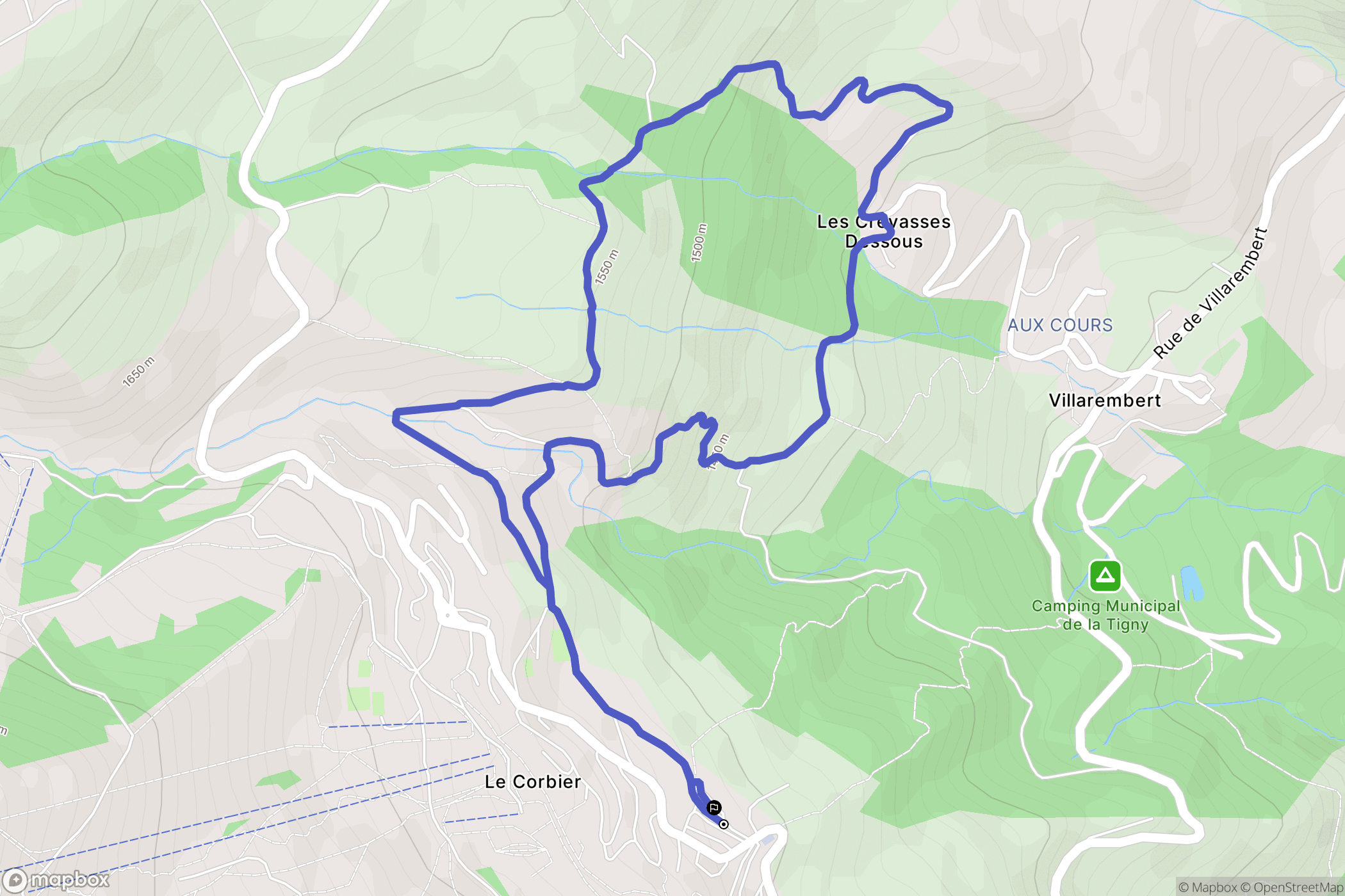 Villarembert : carte du parcours de randonnée - France
