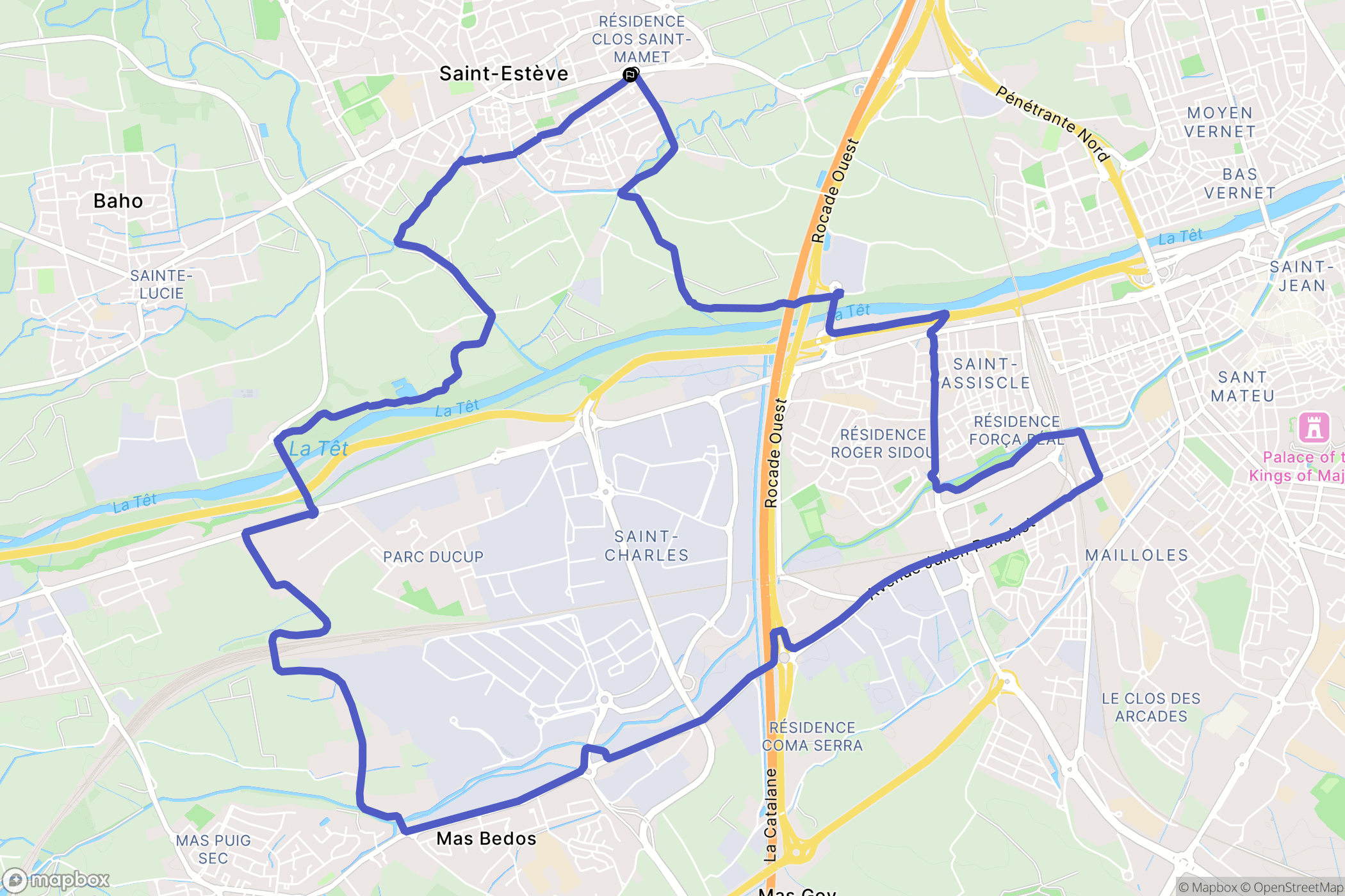 Saint-Estève : carte du parcours de randonnée - France