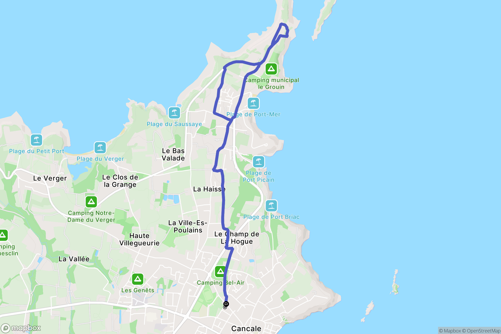 Cancale : carte du parcours de randonnée - France