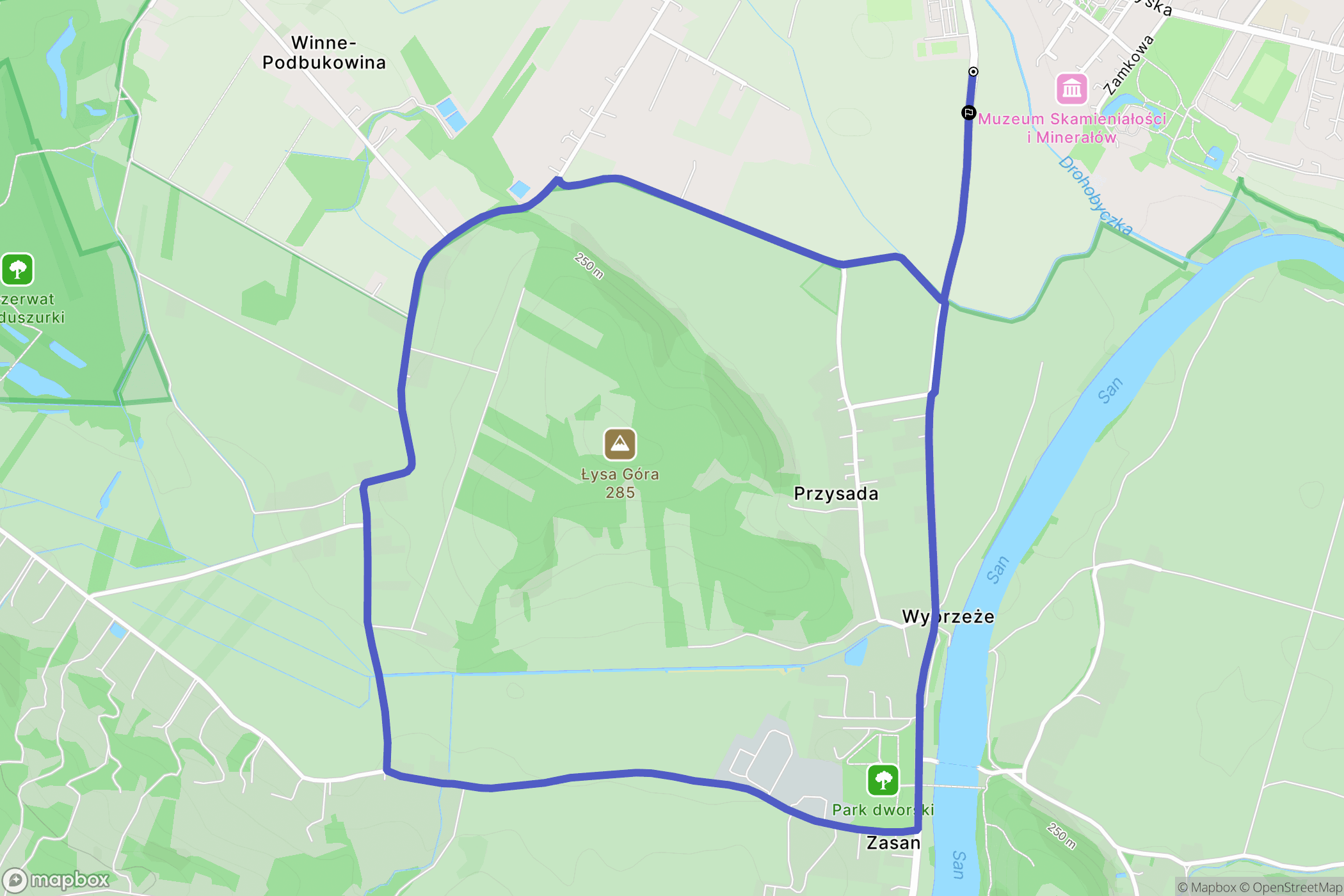 Dubiecko: mapa trasy - Poland
