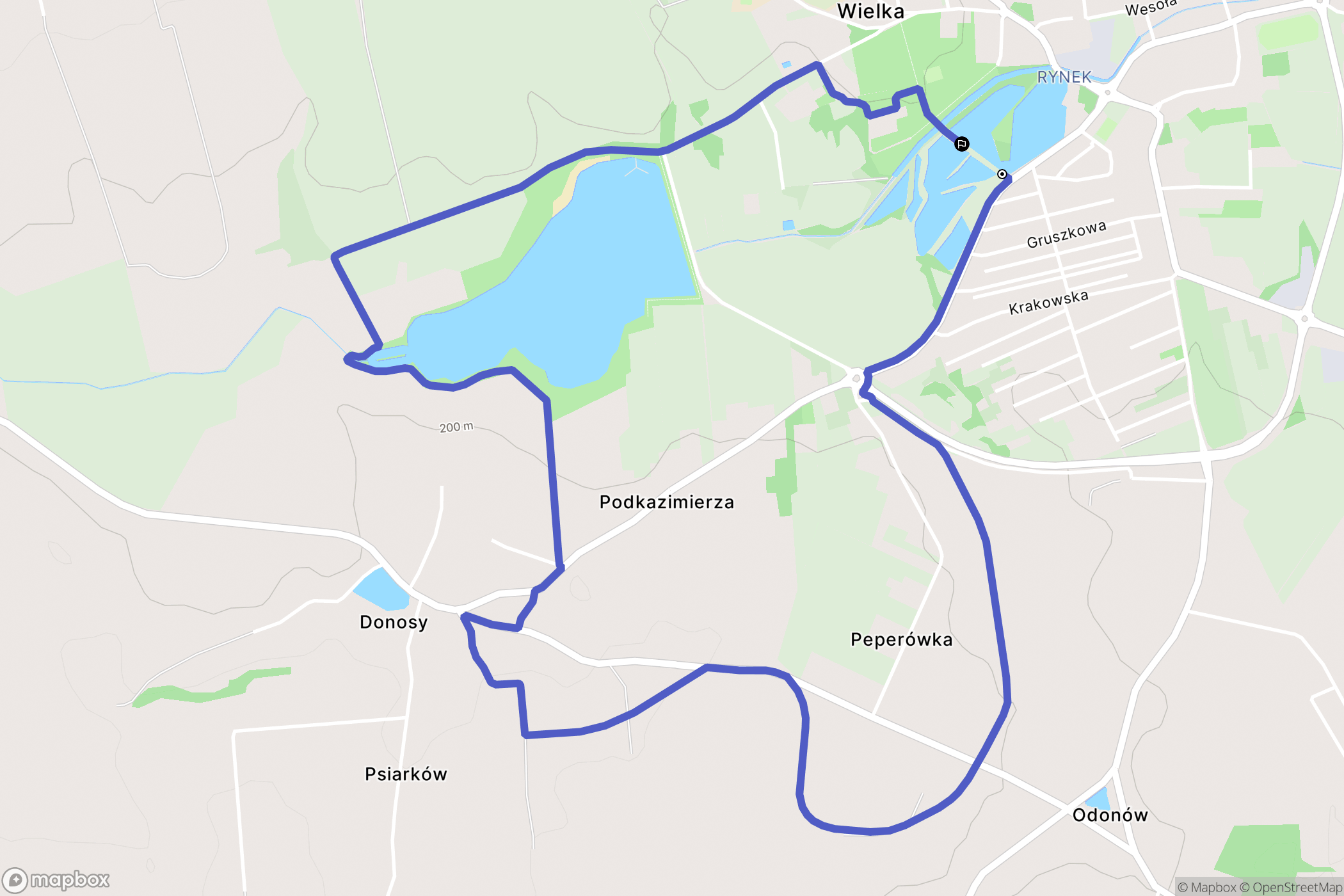 Kazimierza Wielka: mapa trasy - Poland