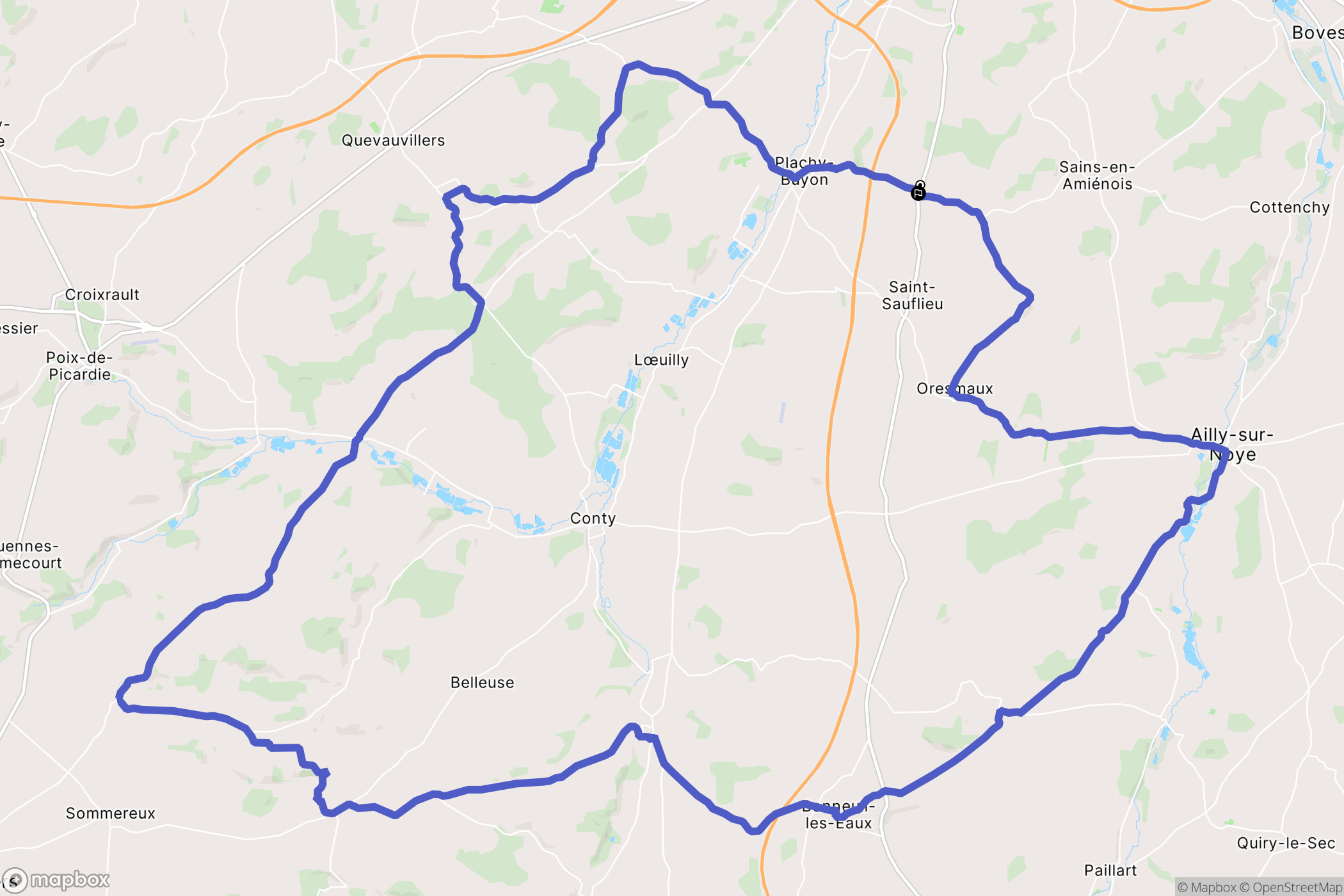 Hébécourt : carte du parcours de randonnée - France