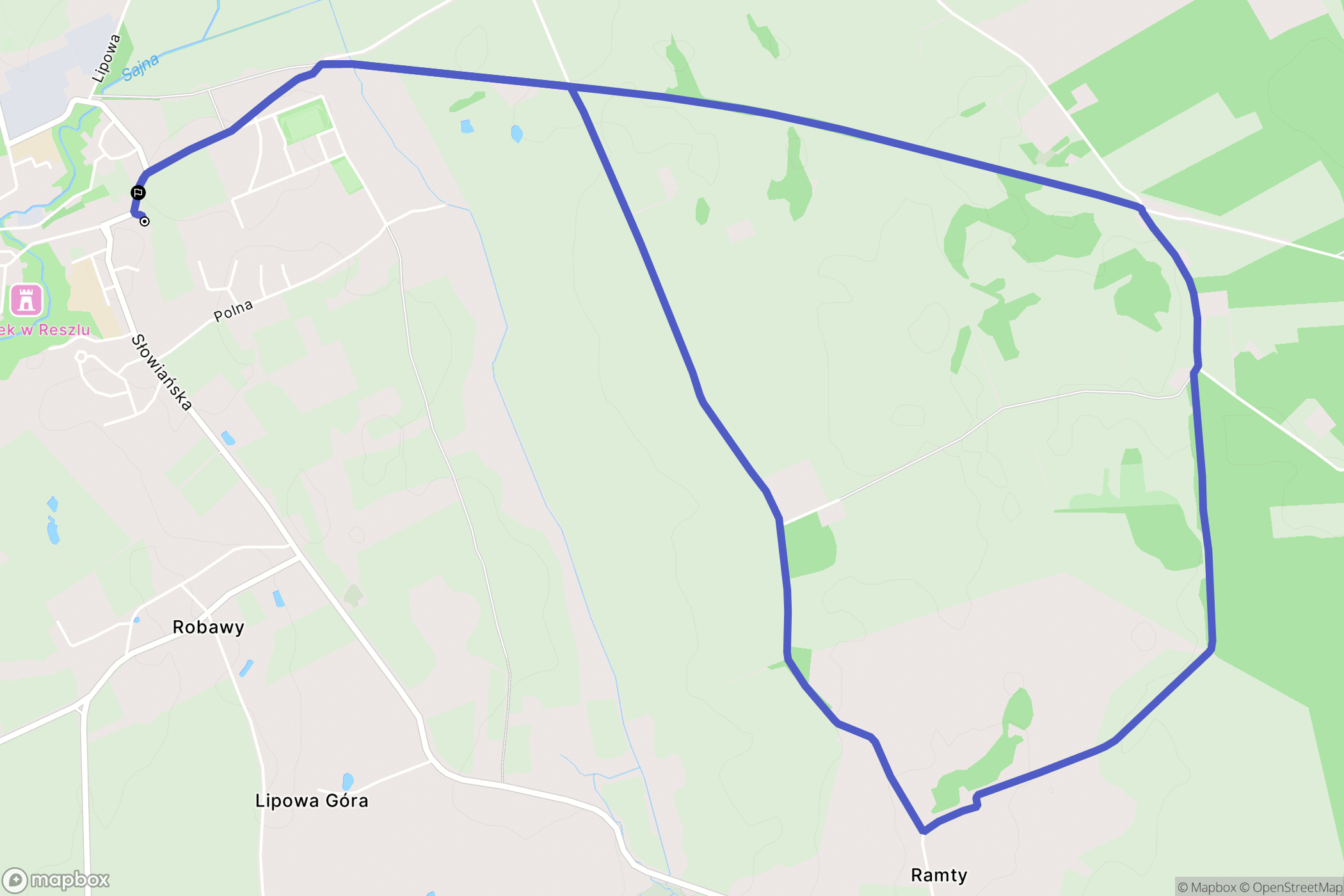 Reszel: mapa trasy - Poland