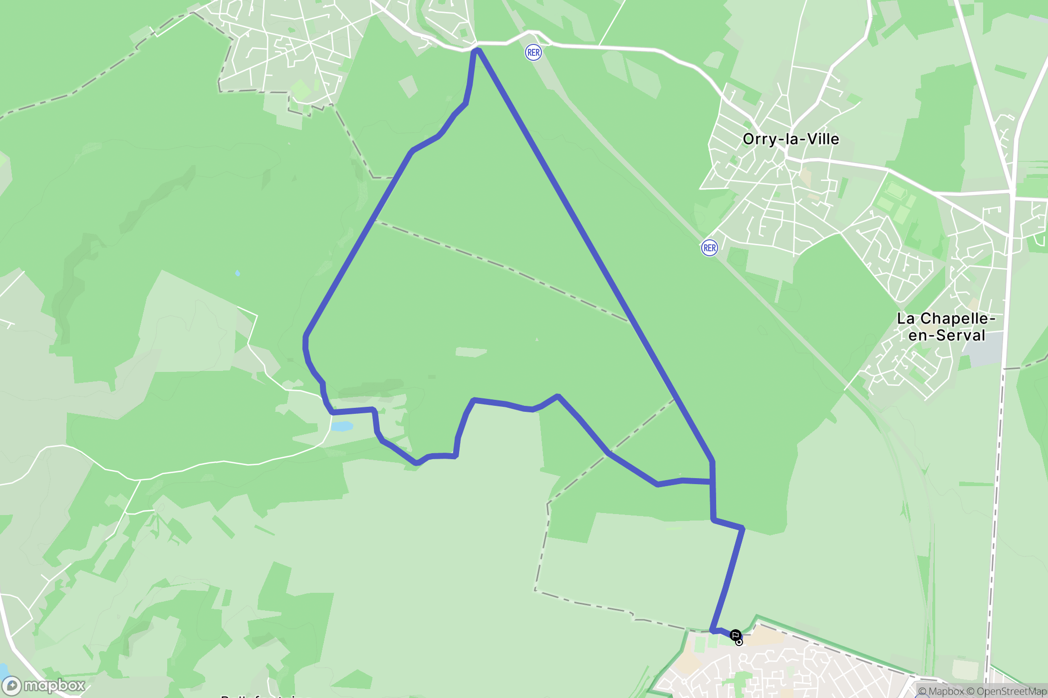 Fosses : carte du parcours de randonnée - France