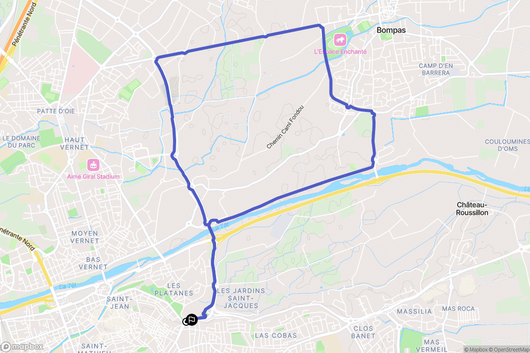 Perpignan : carte du parcours de randonnée - France