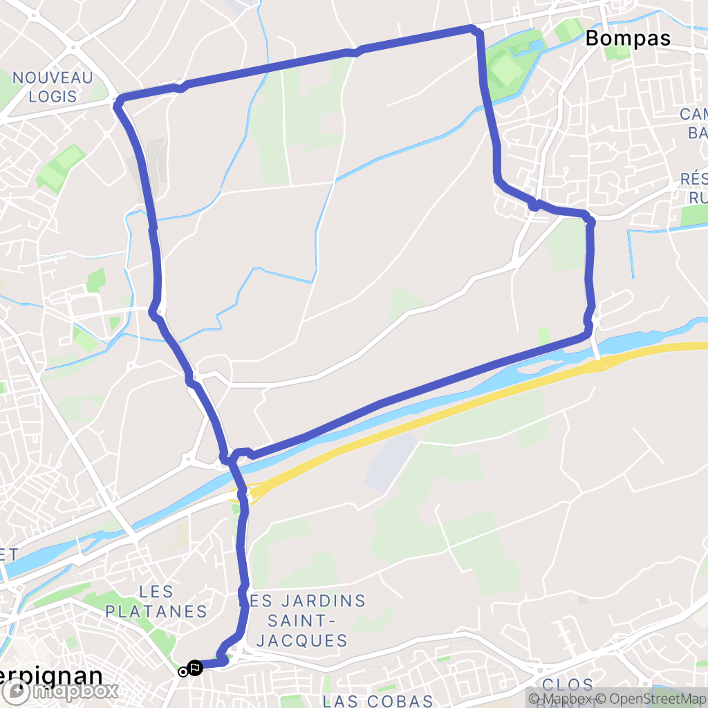 Perpignan : carte du parcours de randonnée - France