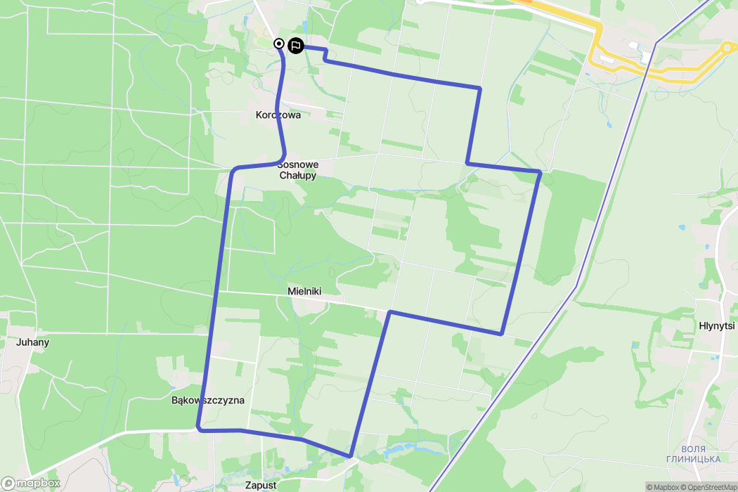 Korczowa: mapa trasy - Poland