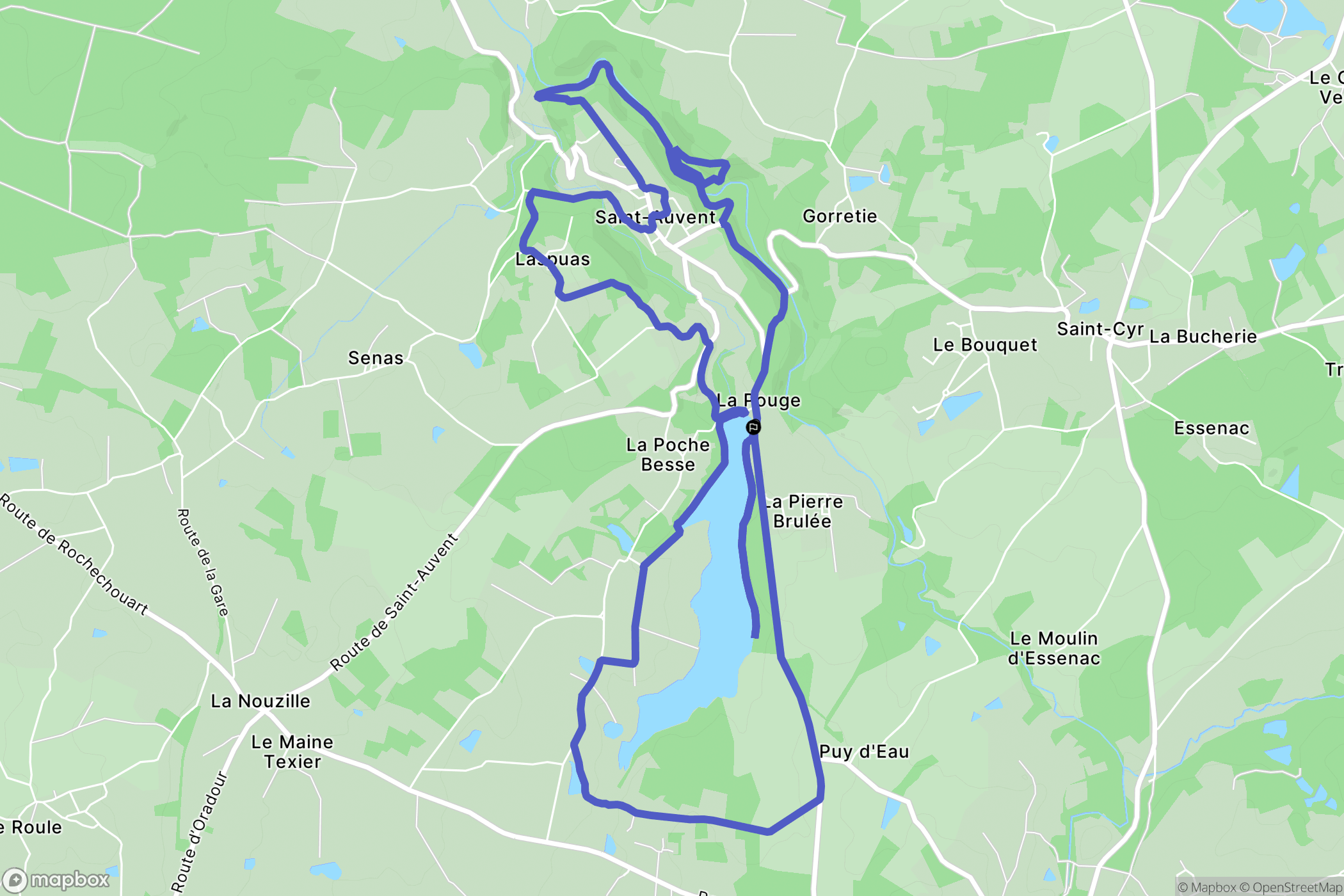 Saint-Auvent : carte du parcours de randonnée - France