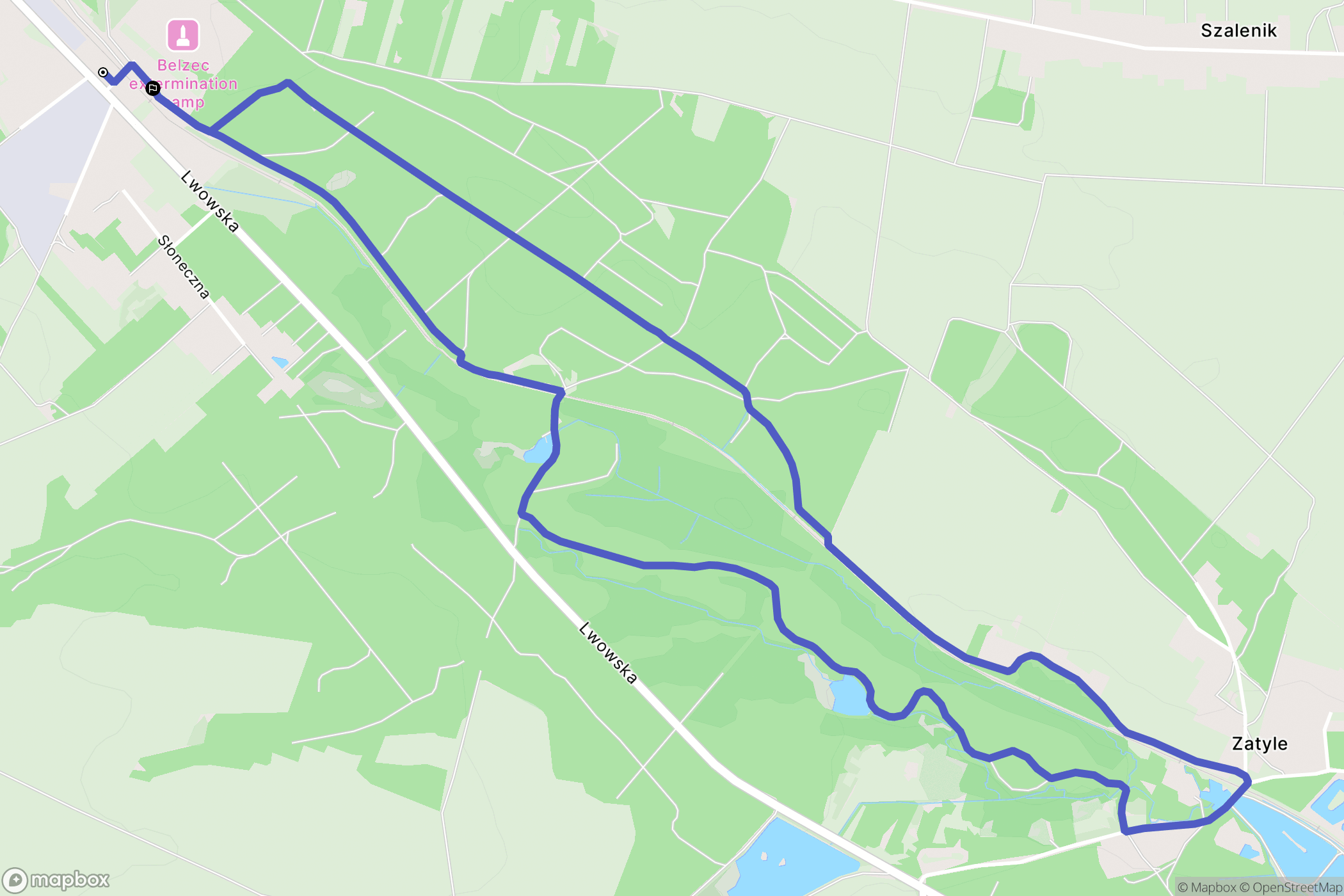 Bełżec: mapa trasy - Poland