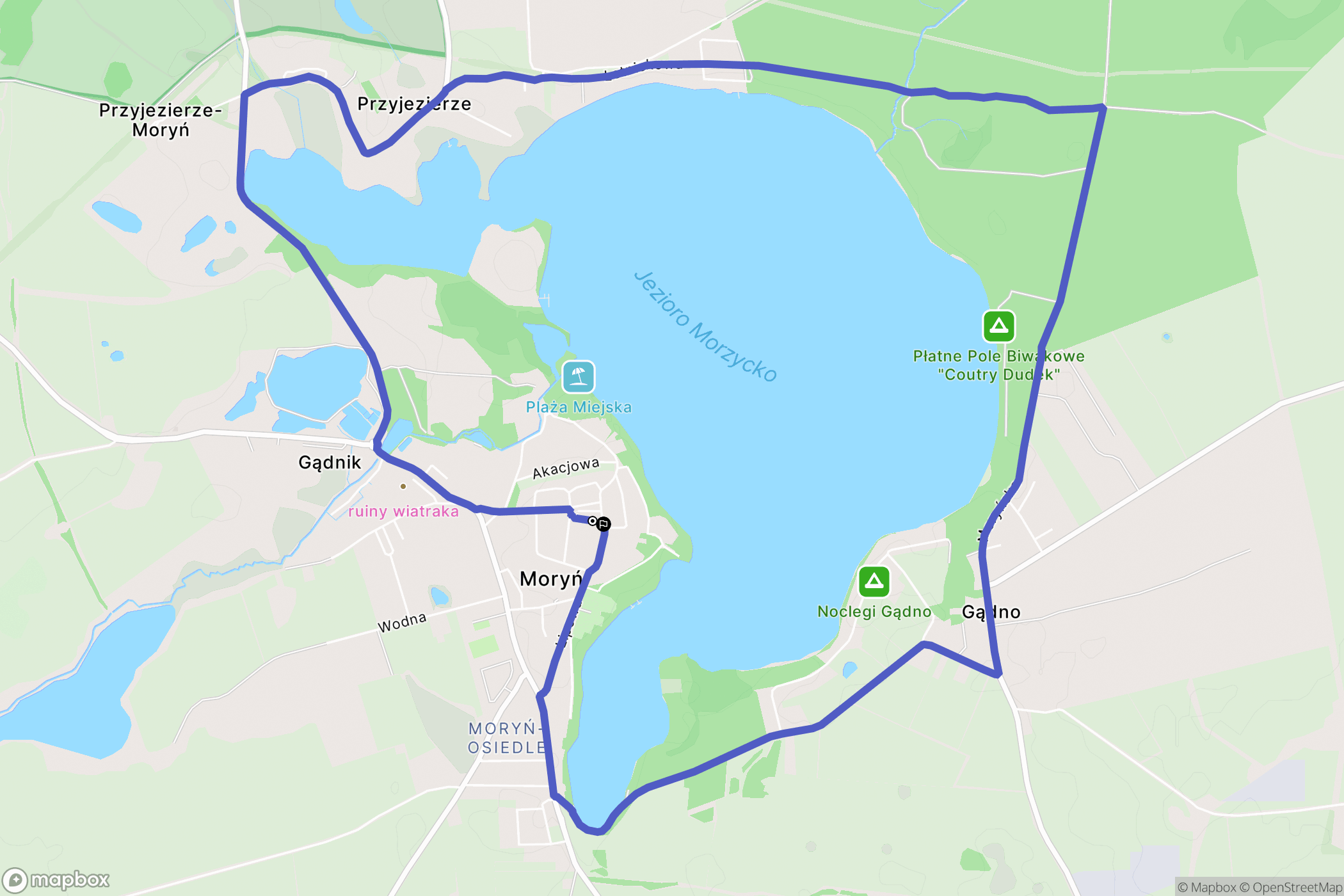 Moryń: mapa trasy - Poland