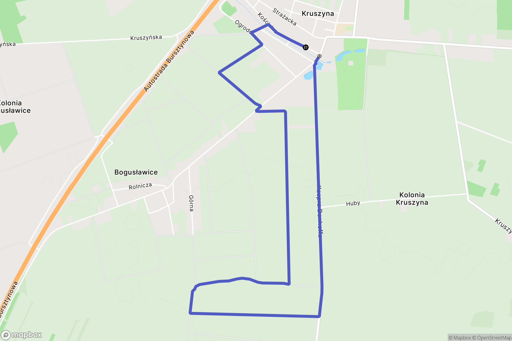 Kruszyna: mapa trasy - Poland