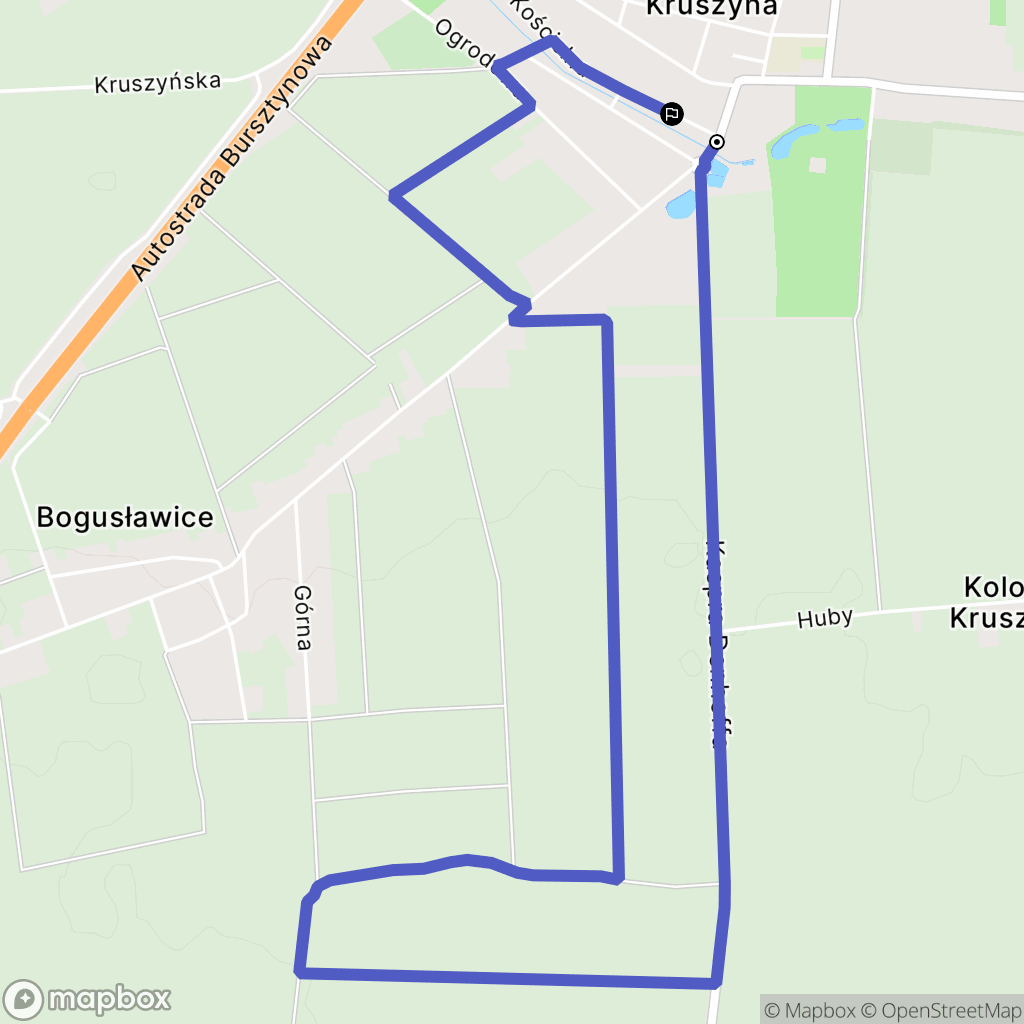 Kruszyna: mapa trasy - Poland