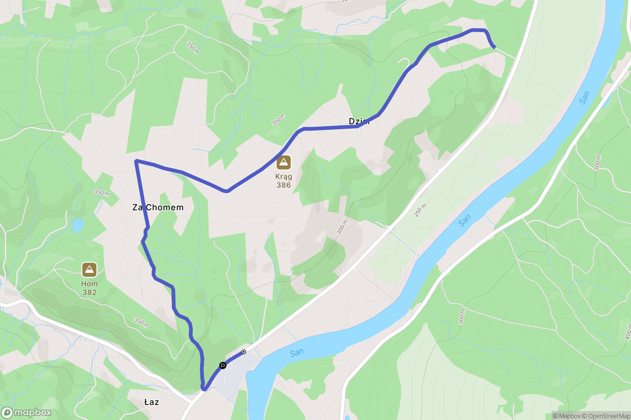 Krzemienna: mapa trasy - Poland