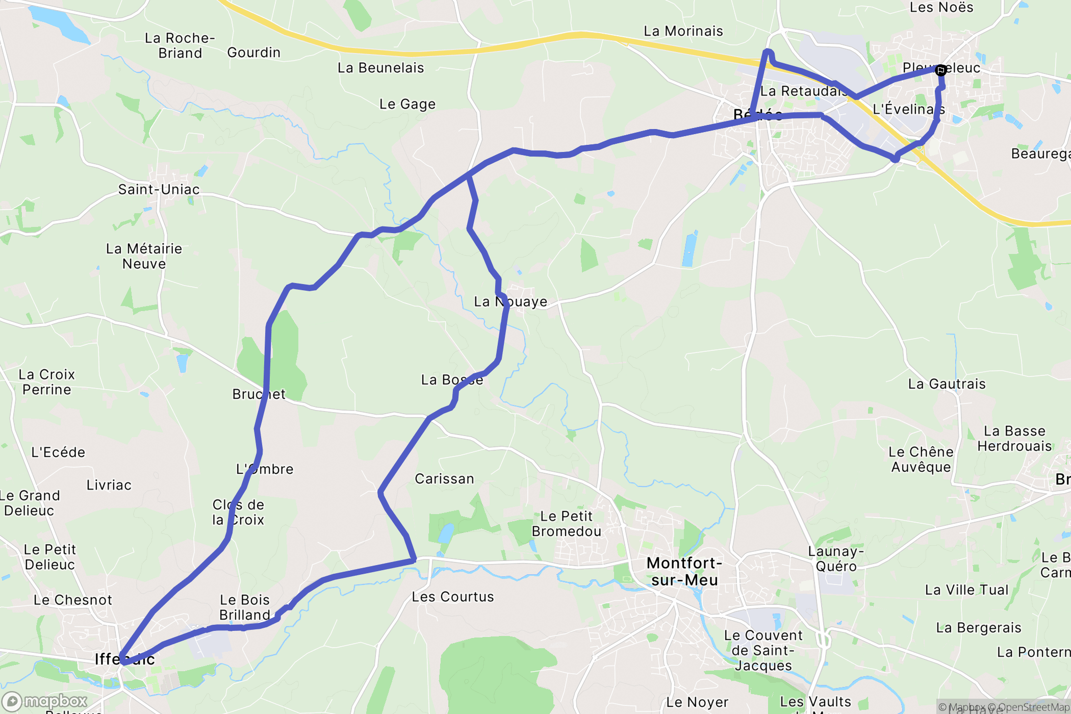Pleumeleuc : carte du parcours de randonnée - France