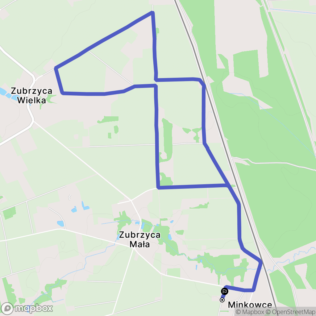 Minkowce: mapa trasy - Poland