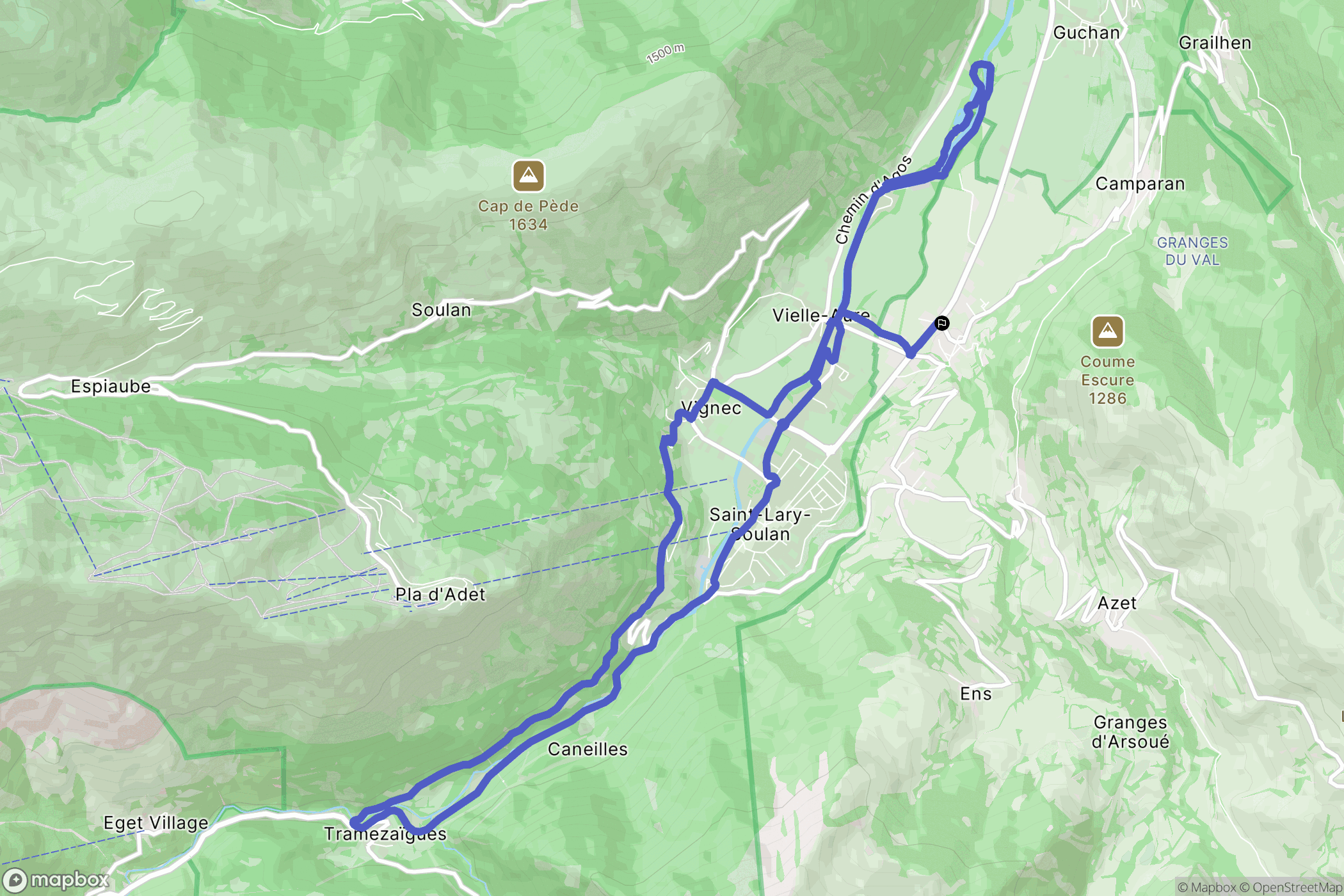 Bourisp : carte du parcours de randonnée - France