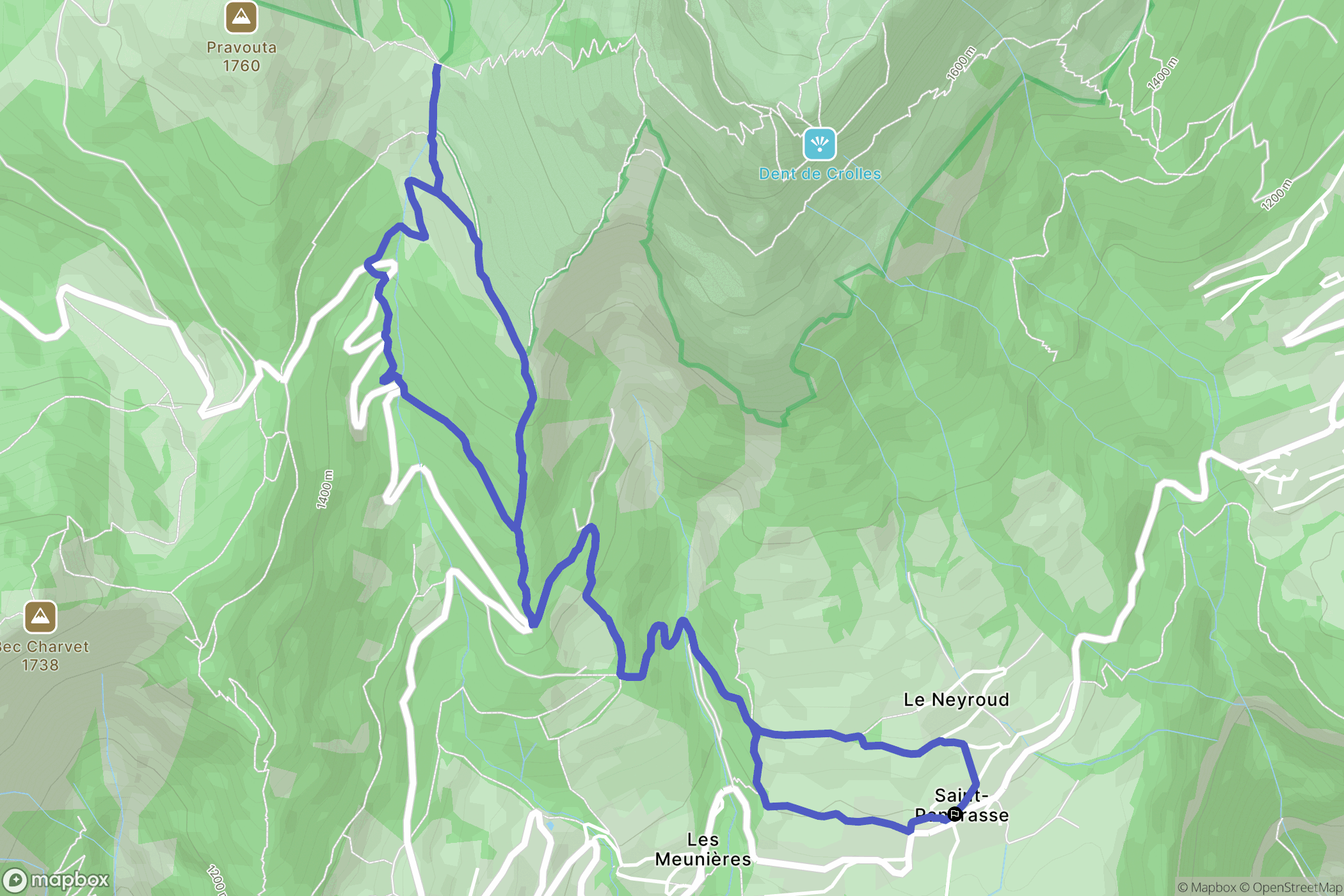 Plateau-des-Petites-Roches : carte du parcours de randonnée - France