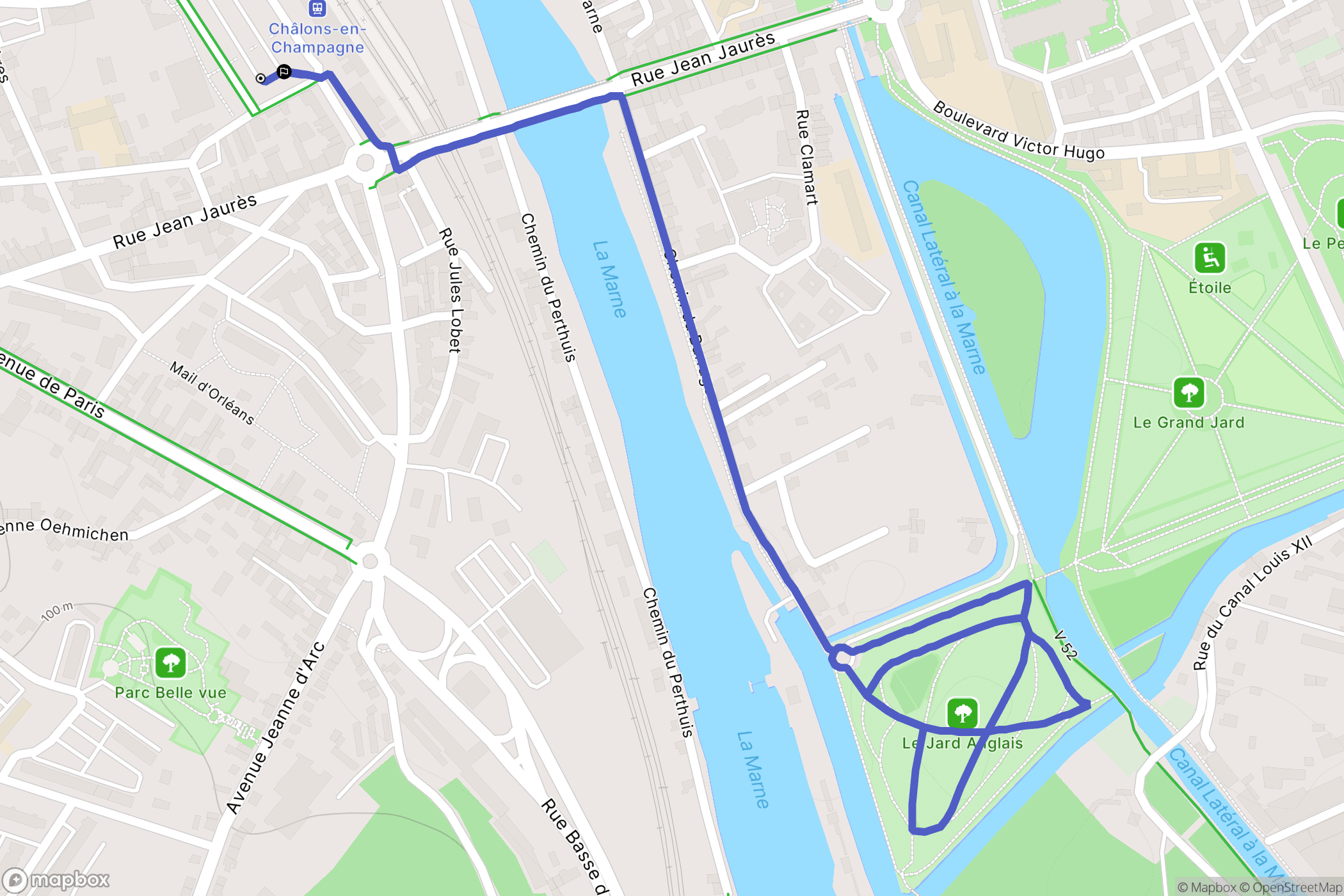 Châlons-en-Champagne : carte du parcours de randonnée - France