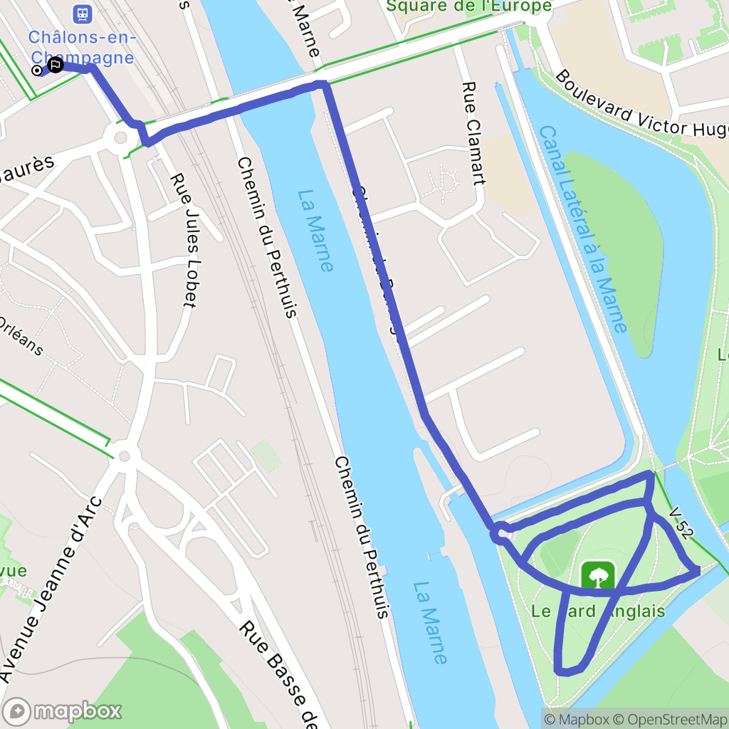 Châlons-en-Champagne : carte du parcours de randonnée - France