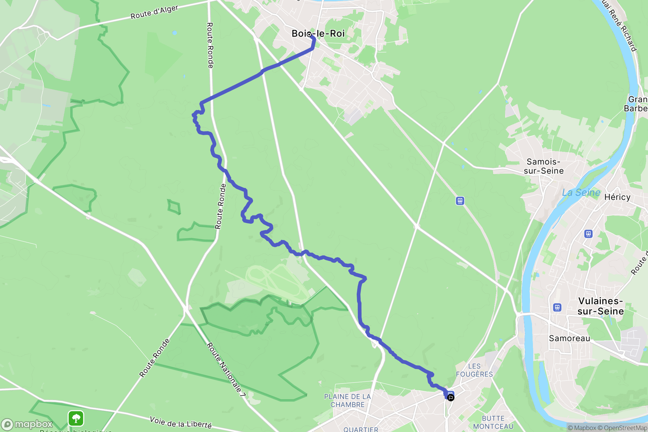 Bois-le-Roi : carte du parcours de randonnée - France