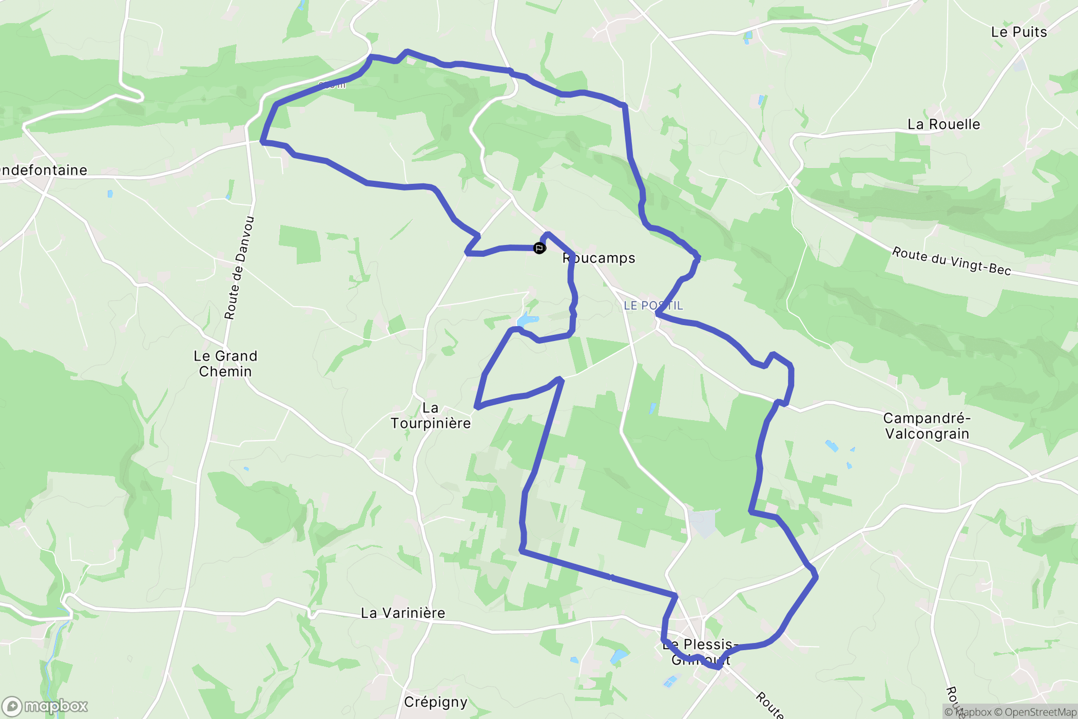 Les Monts d'Aunay : carte du parcours de randonnée - France