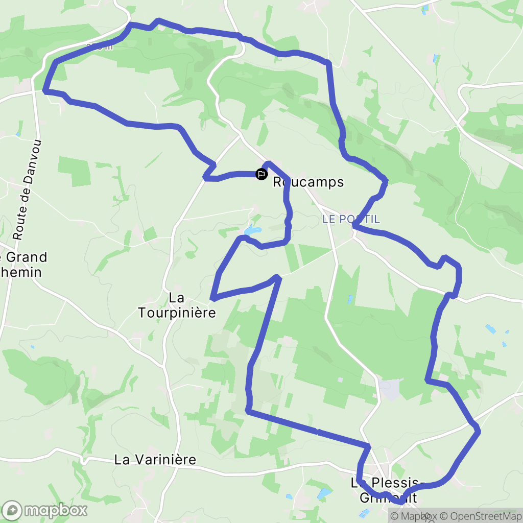 Les Monts d'Aunay : carte du parcours de randonnée - France