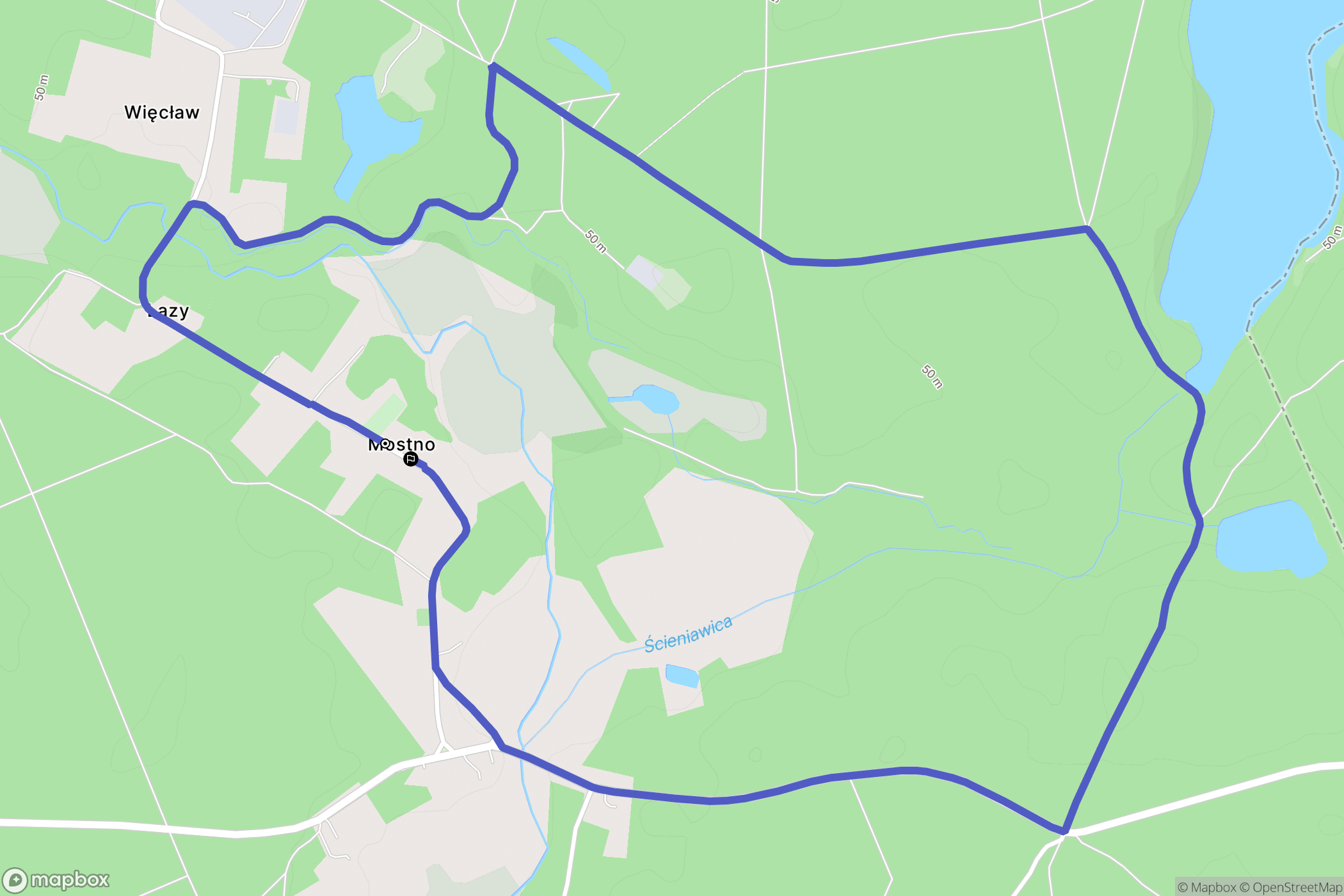 Mostno: mapa trasy - Poland