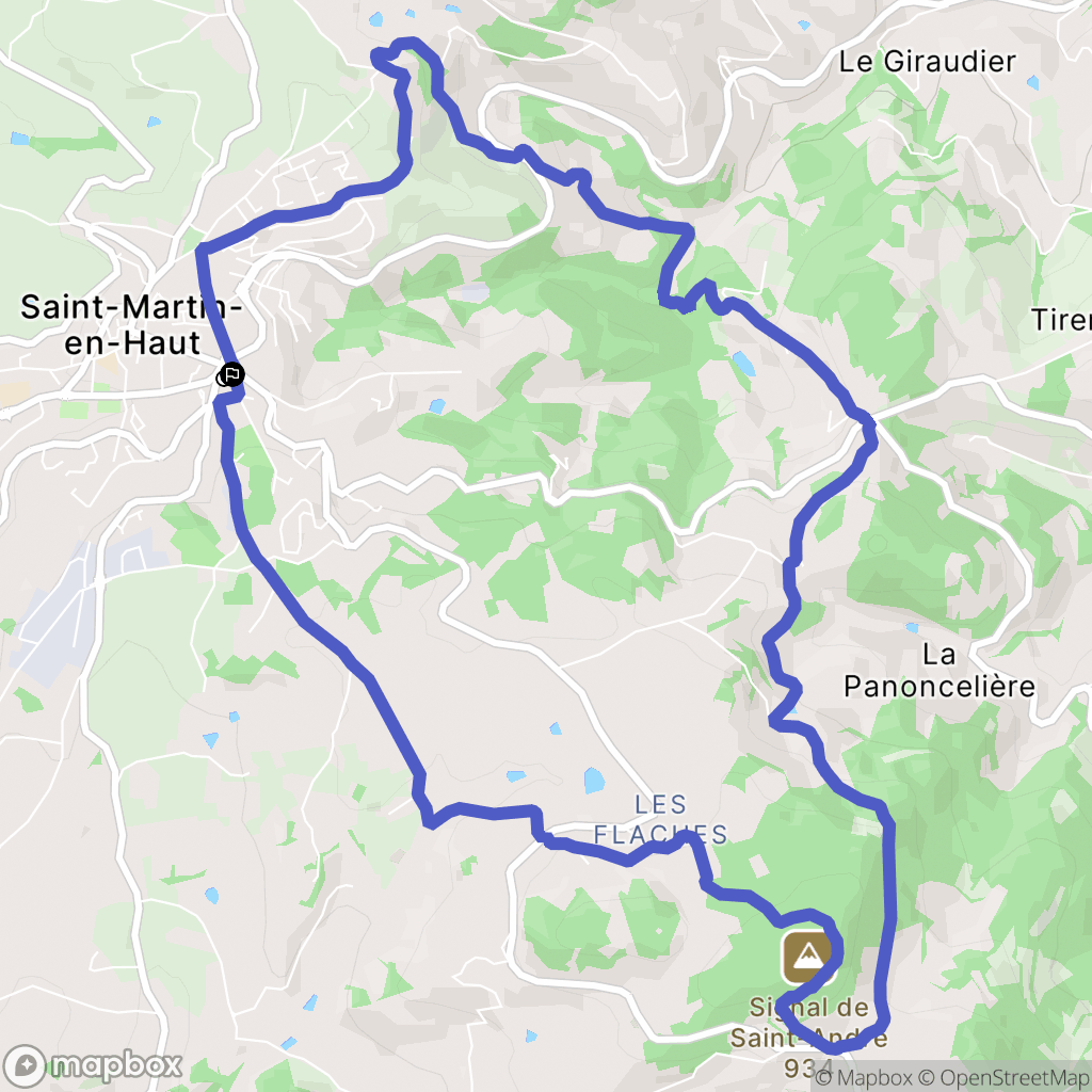 Saint-Martin-en-Haut : carte du parcours de randonnée - France