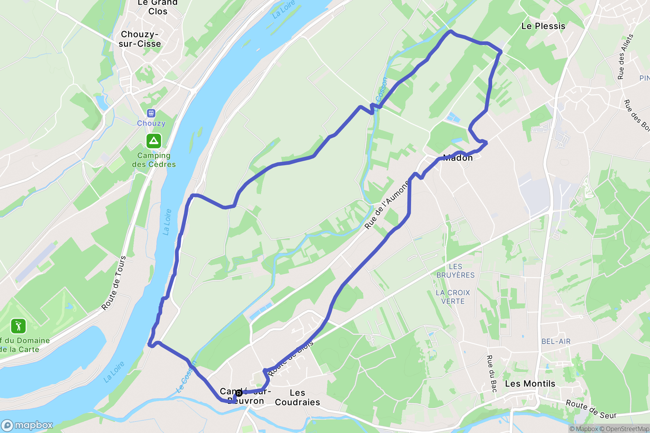 Candé-sur-Beuvron : carte du parcours de randonnée - France