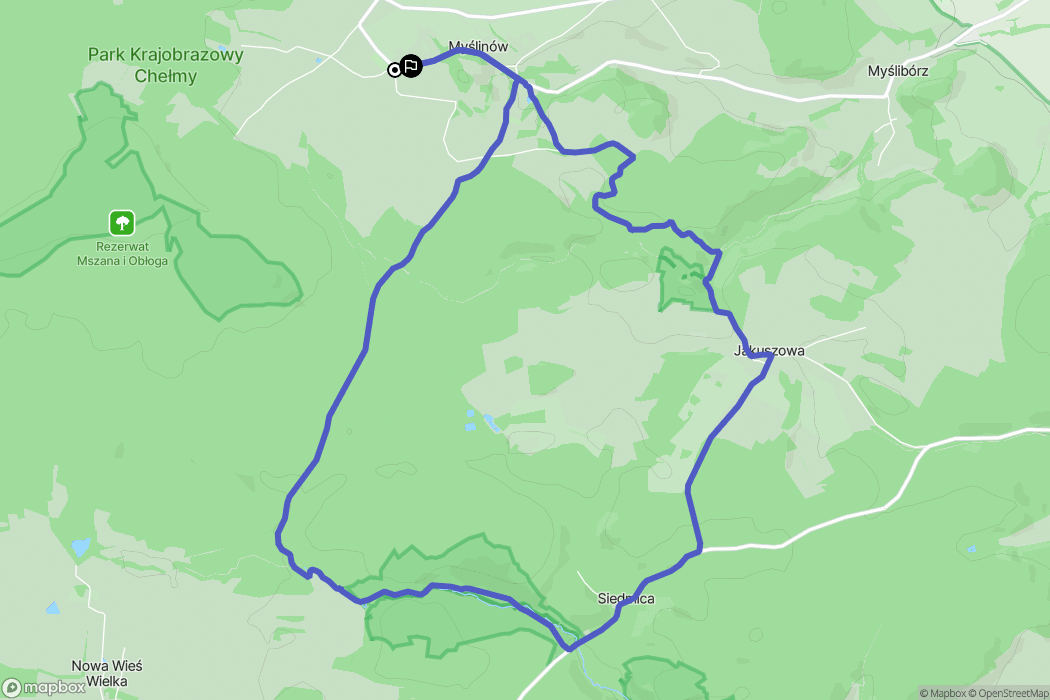 Myślinów: mapa trasy - Poland