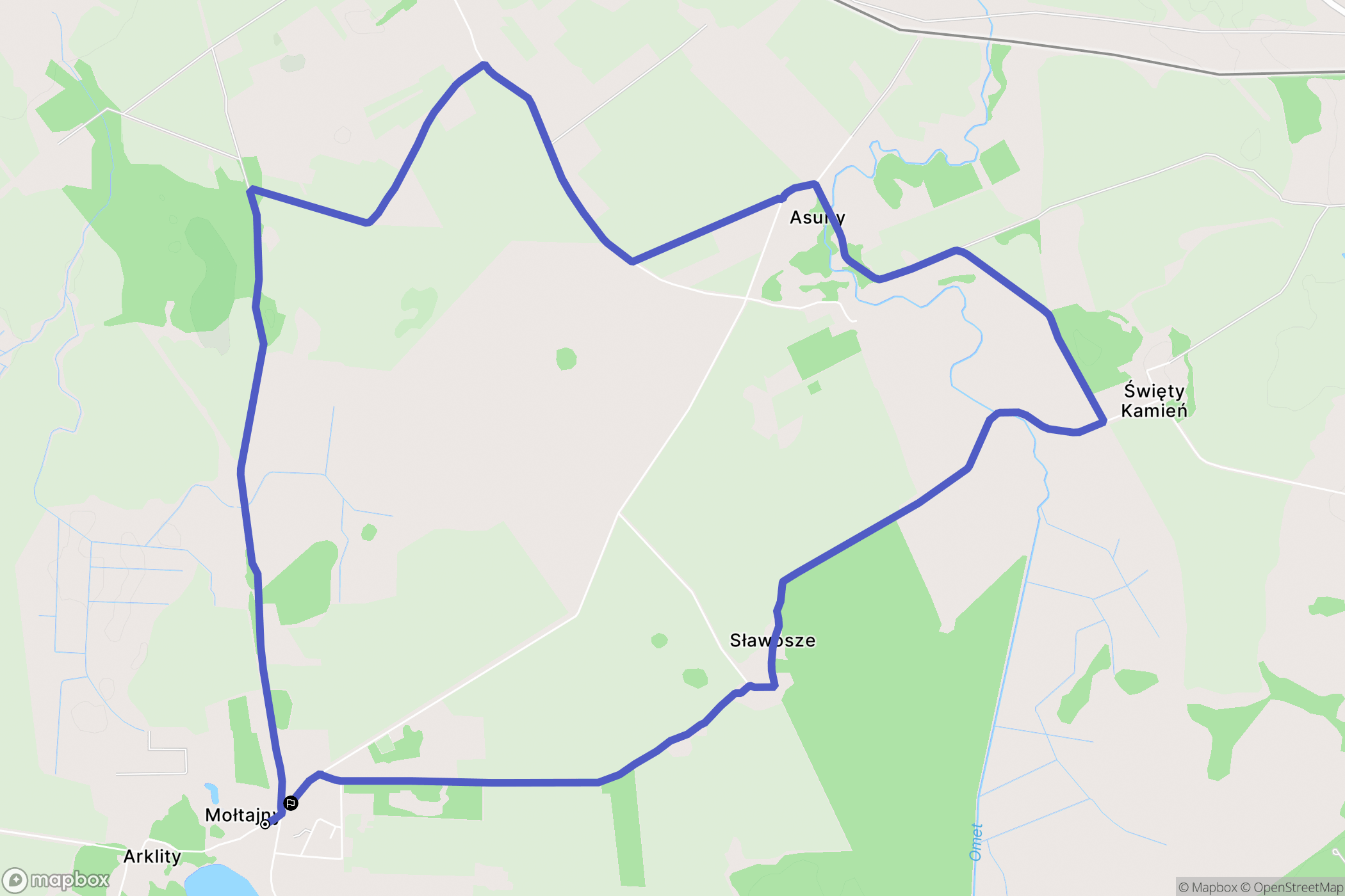 Mołtajny: mapa trasy - Poland