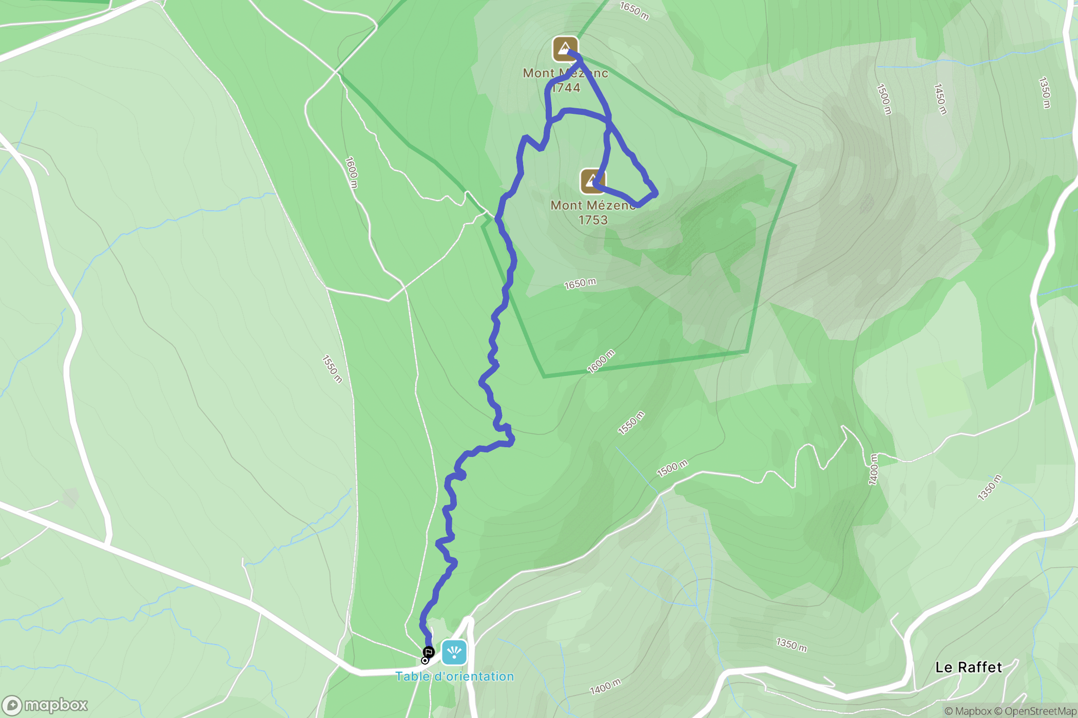 Borée : carte du parcours de randonnée - France