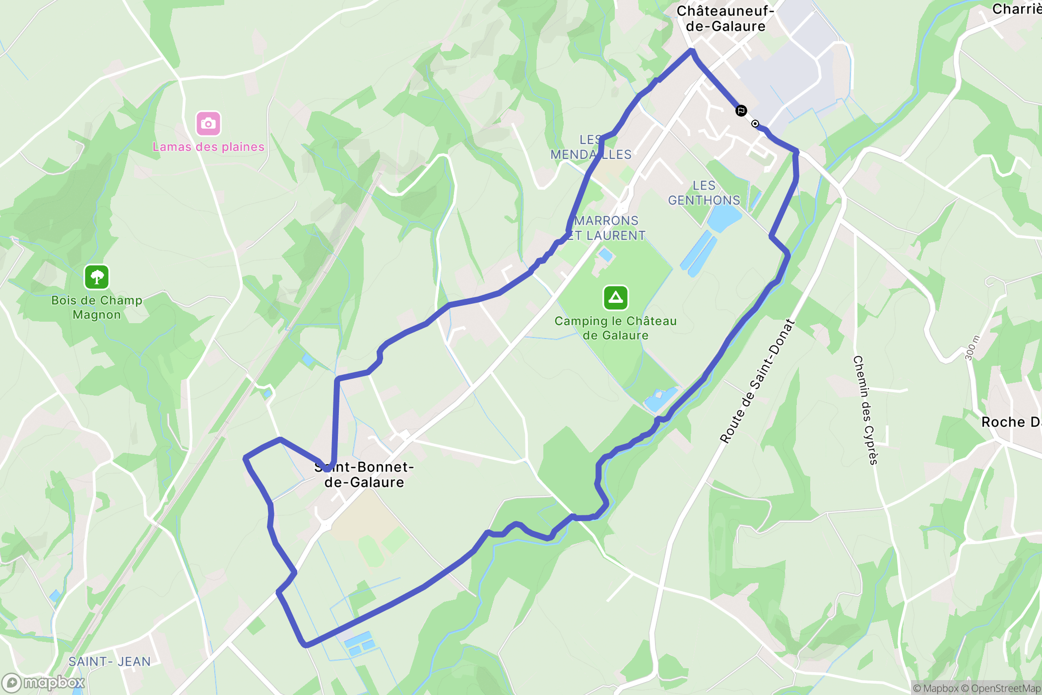 Châteauneuf-de-Galaure : carte du parcours de randonnée - France
