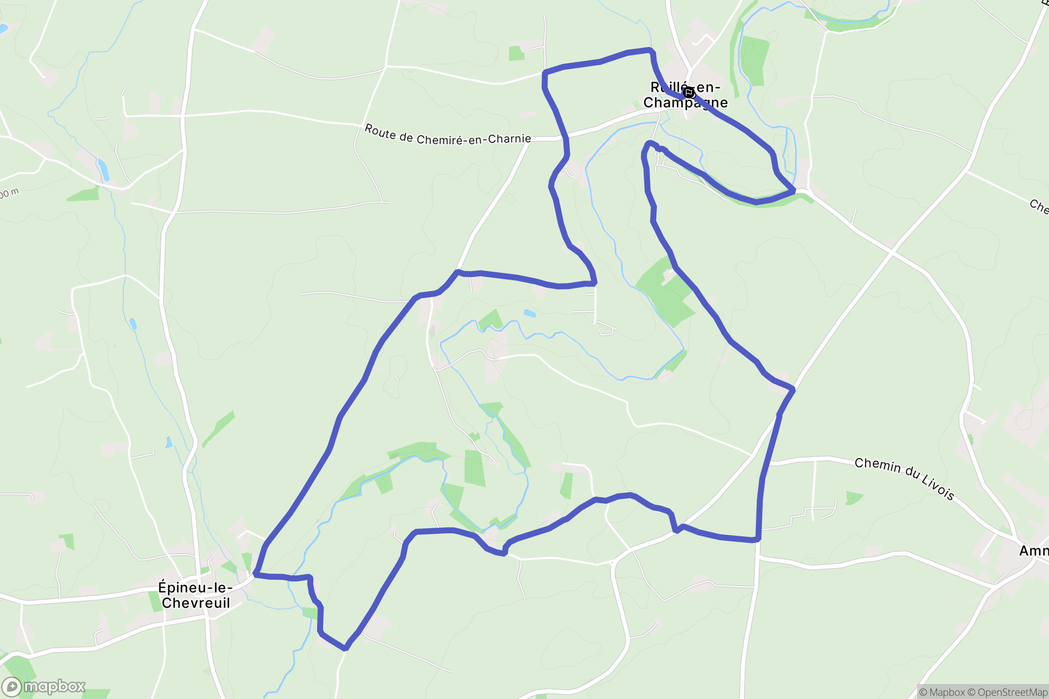Ruillé-en-Champagne : carte du parcours de randonnée - France