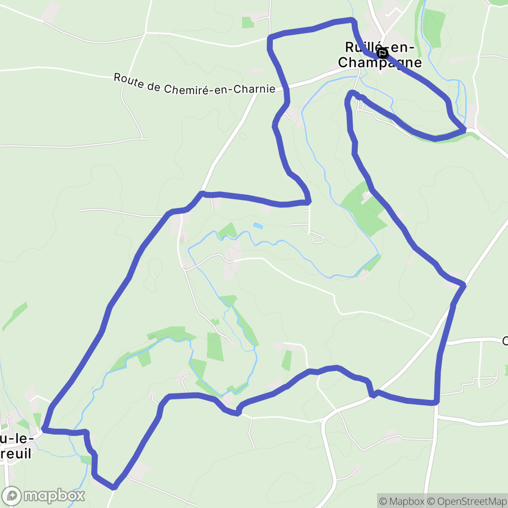 Ruillé-en-Champagne : carte du parcours de randonnée - France