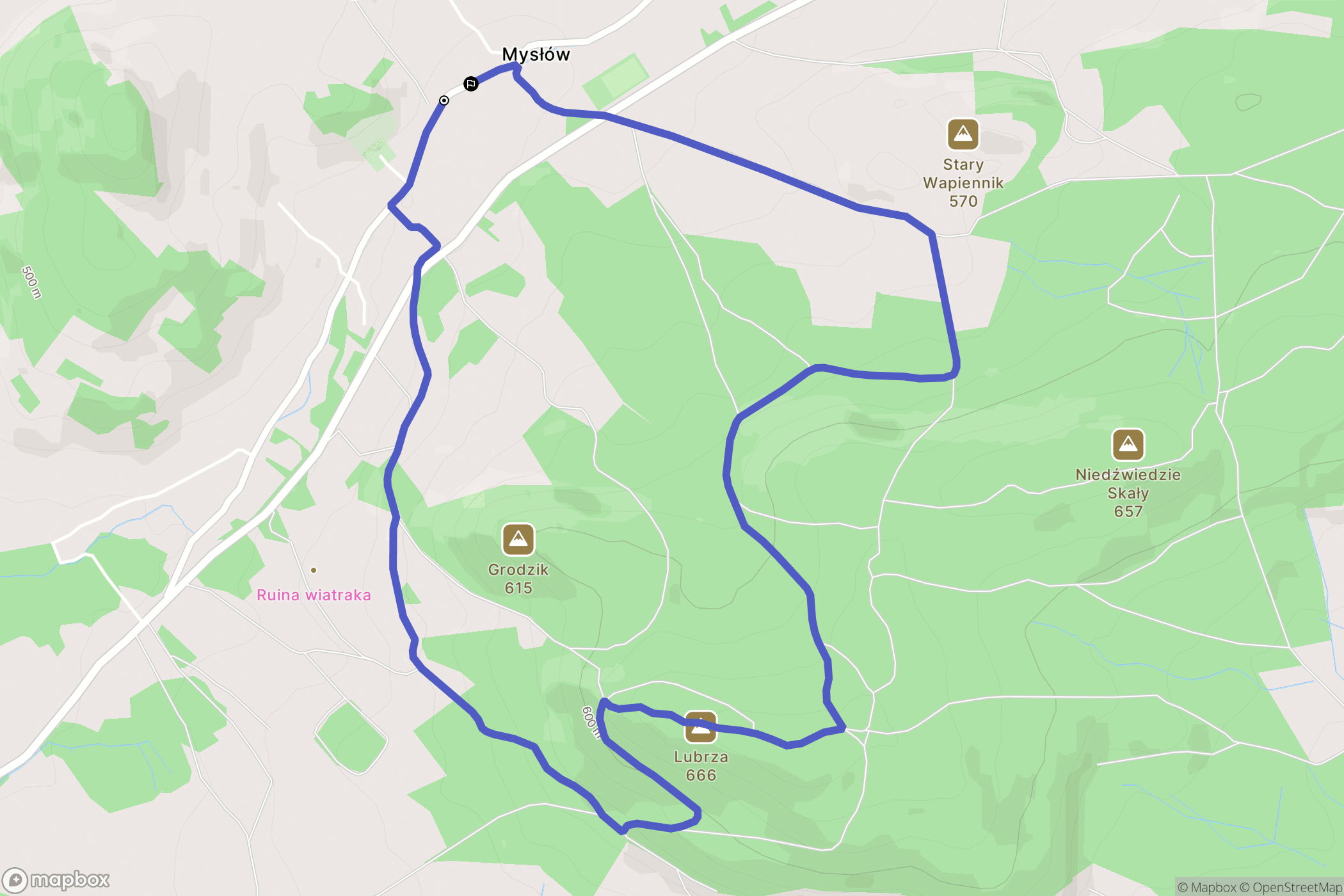 Mysłów: mapa trasy - Poland