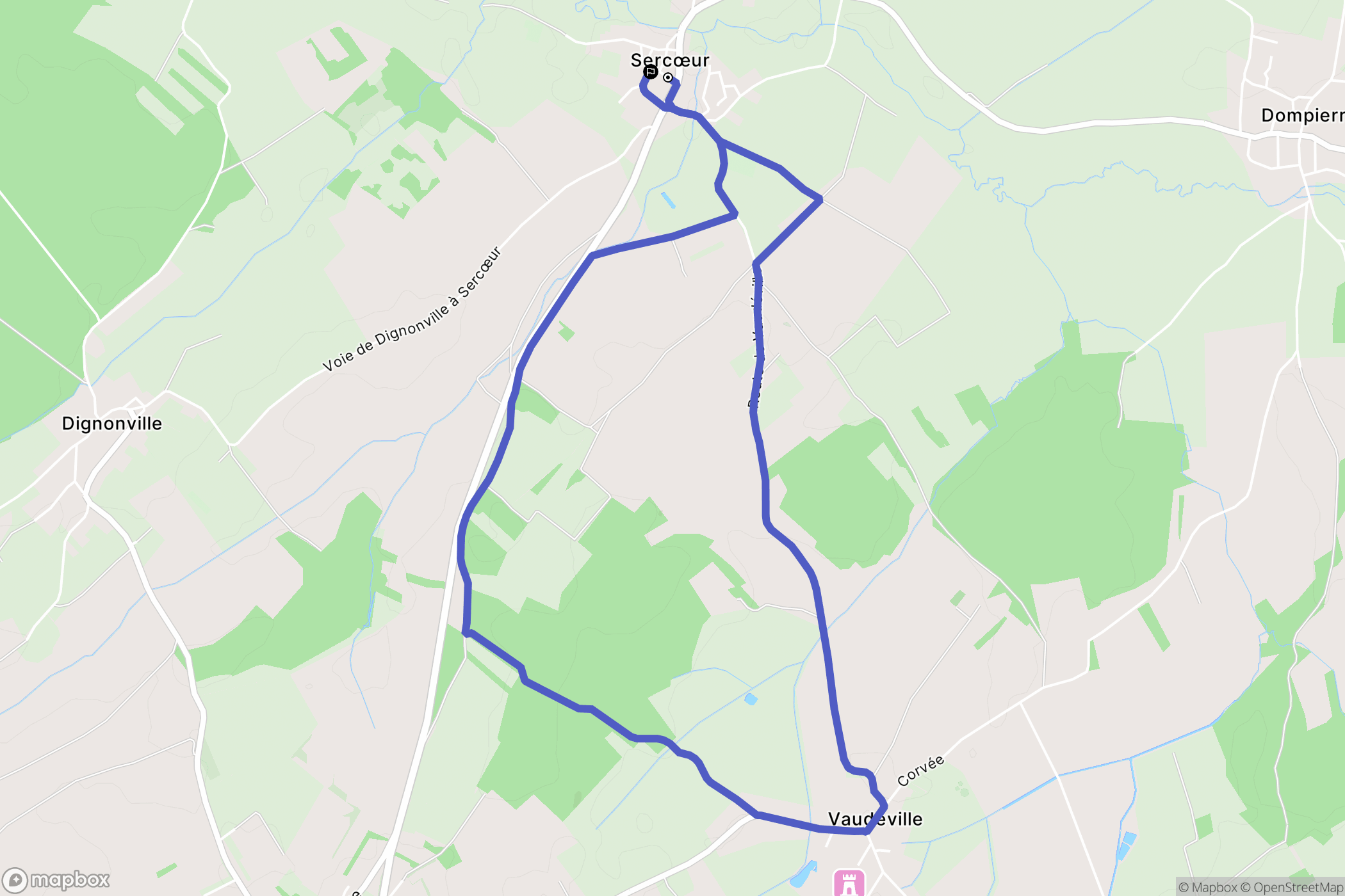 Sercœur : carte du parcours de randonnée - France
