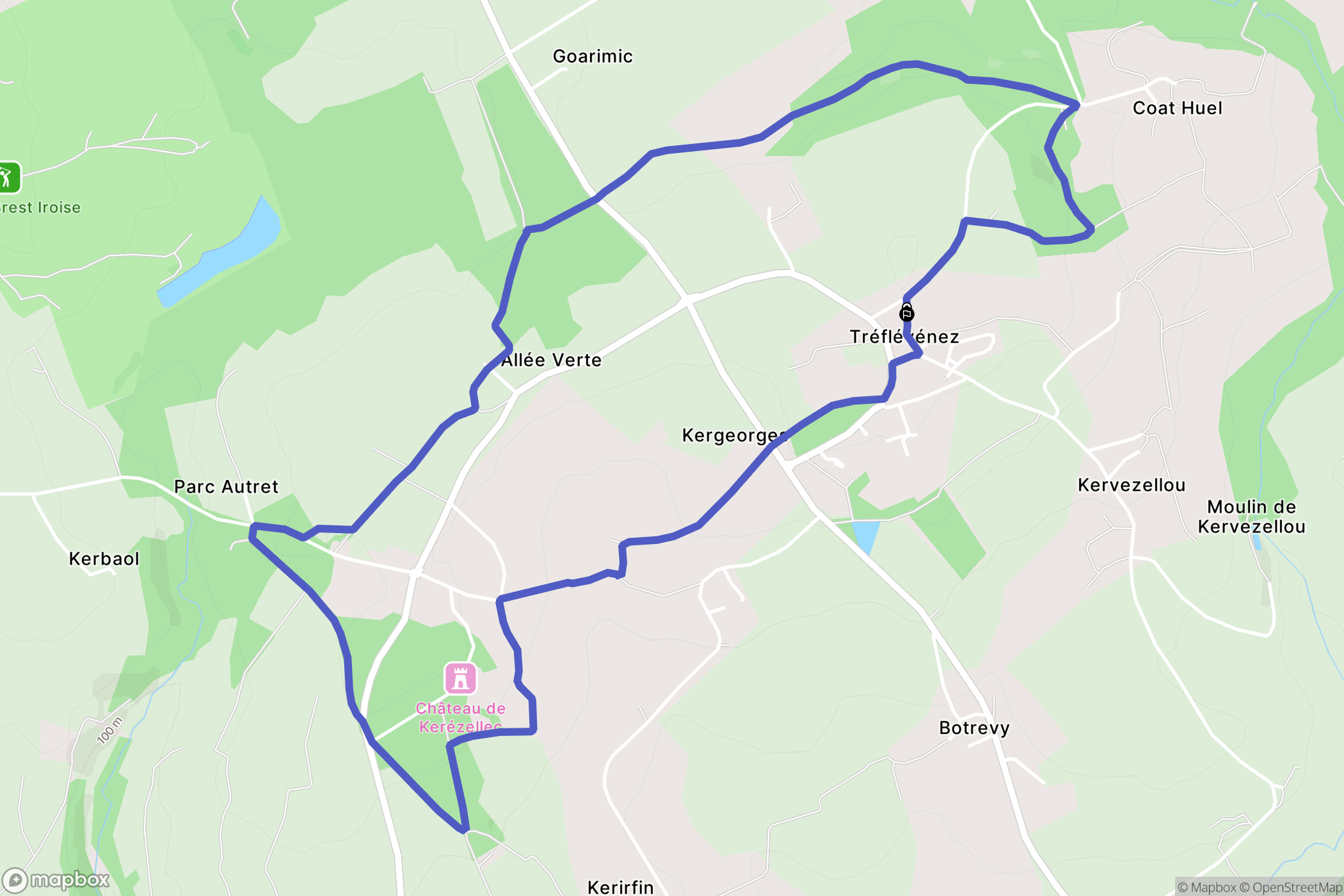 Tréflévénez : carte du parcours de randonnée - France