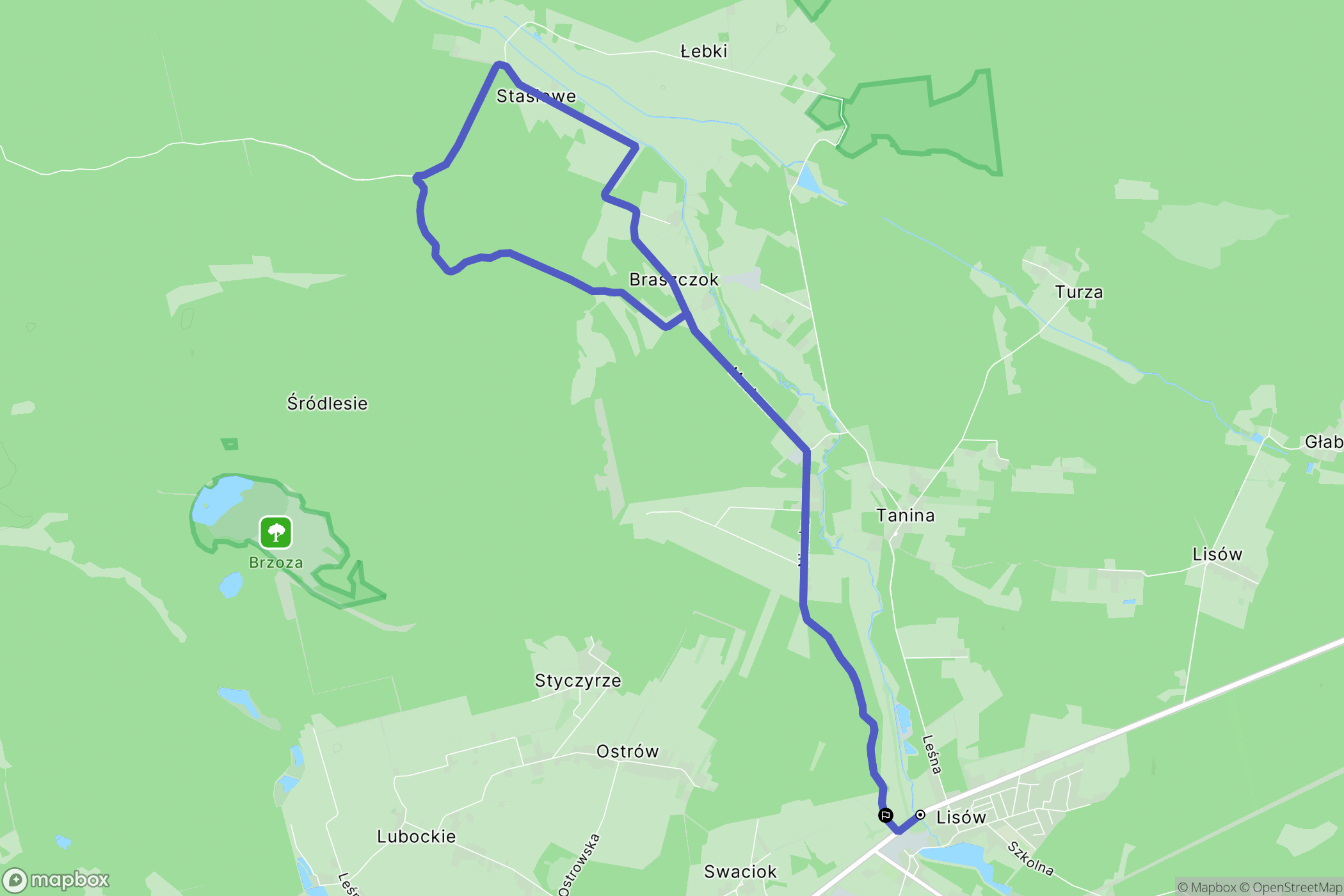 Lisów: mapa trasy - Poland