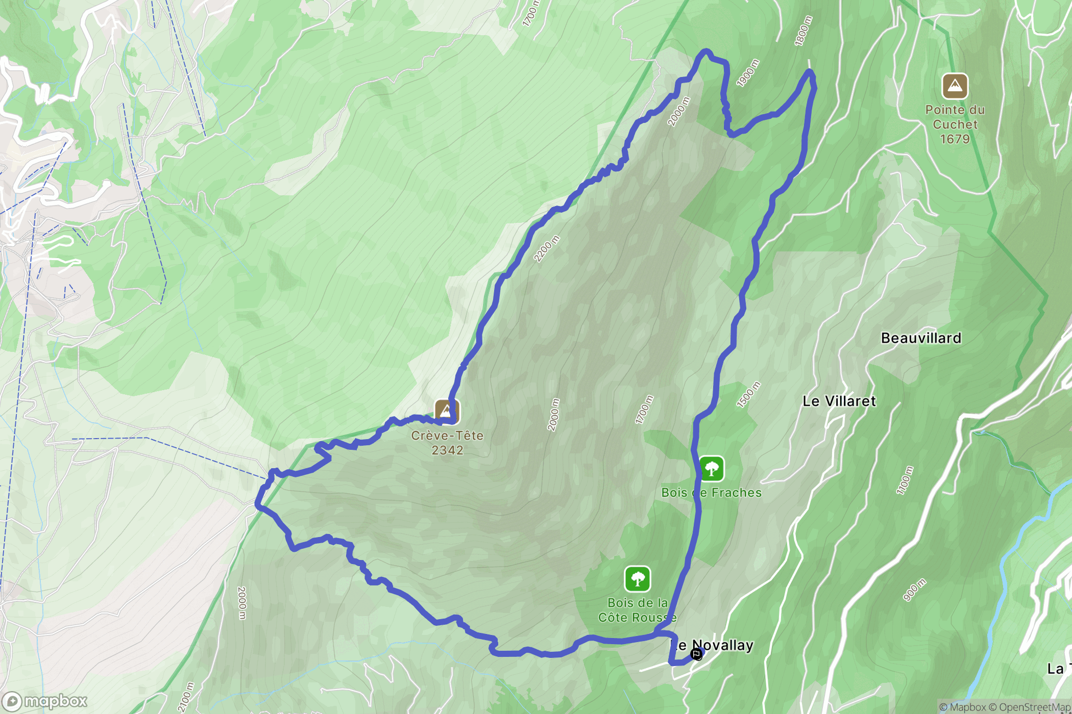 Les Belleville : carte du parcours de randonnée - France