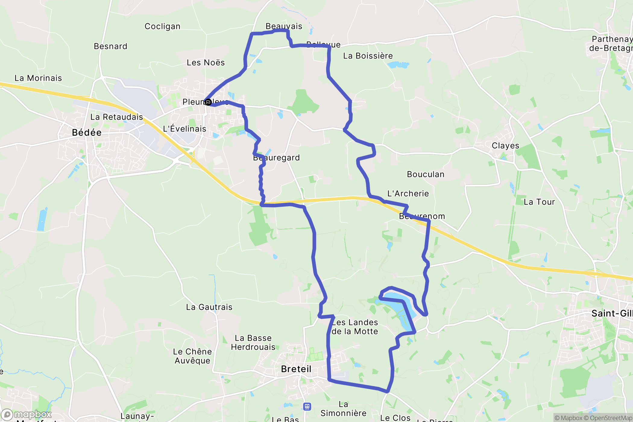 Pleumeleuc : carte du parcours de randonnée - France