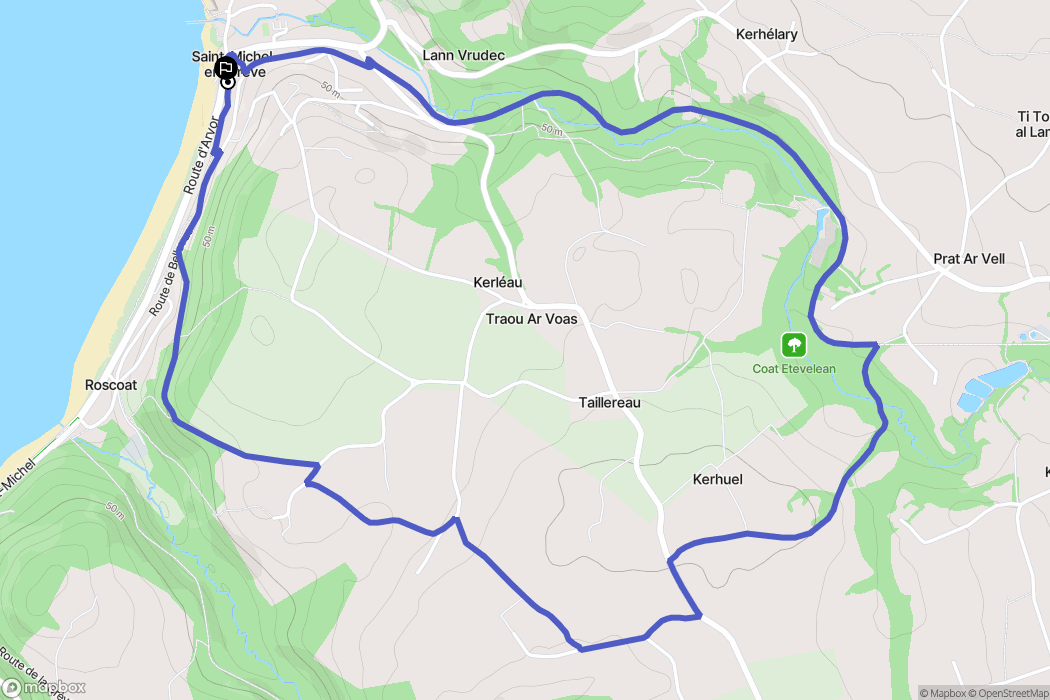 Saint-Michel-en-Grève : carte du parcours de randonnée - France